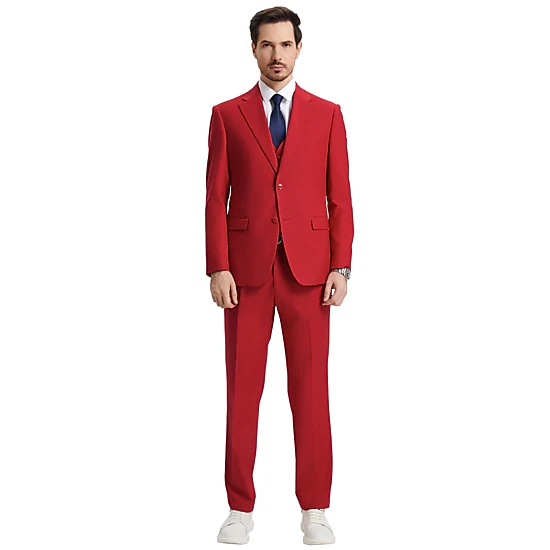 Stacy Adams Mens Regular Fit 3-Piece Solid Suit Set