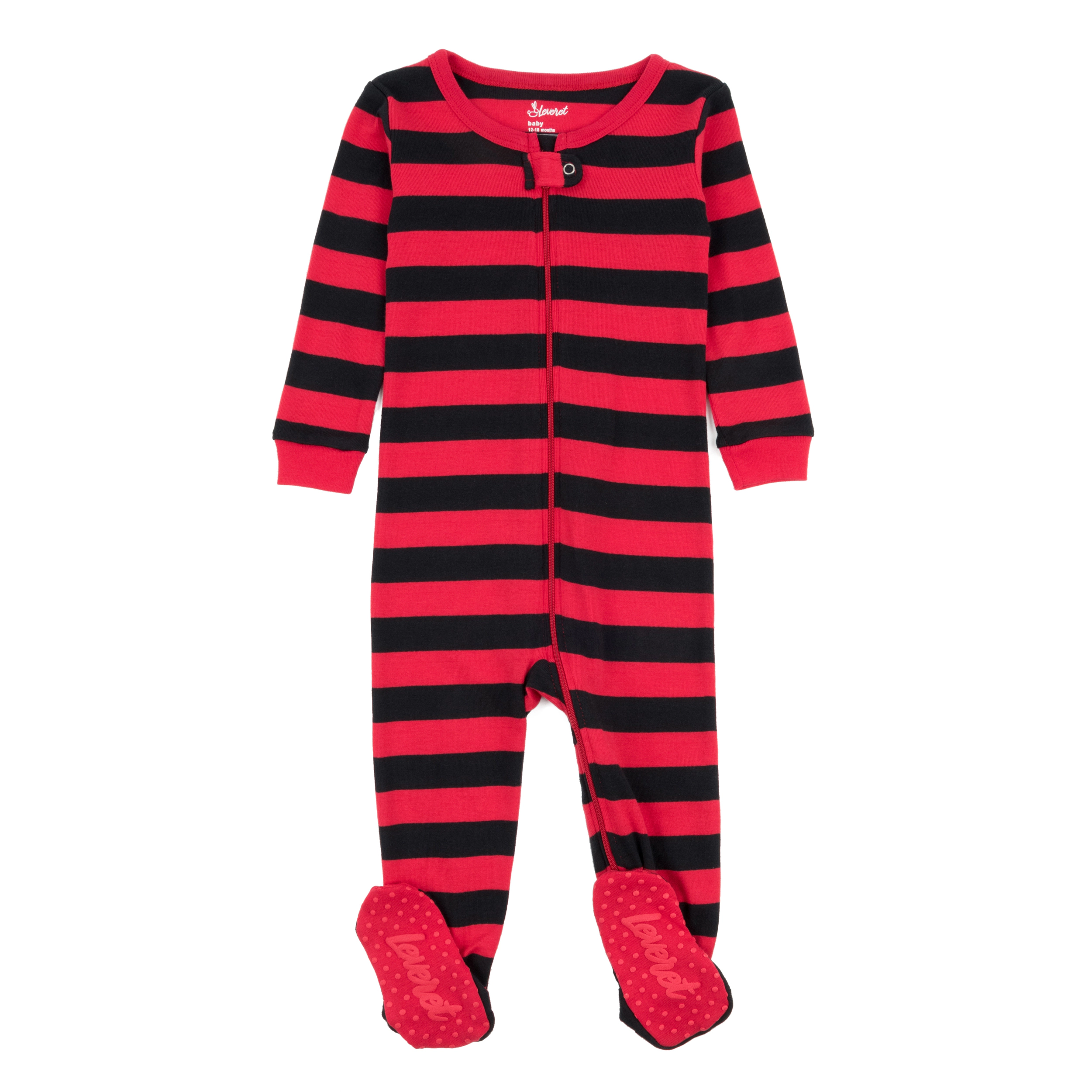 Leveret Baby/Toddler Red Striped Cotton Footed Pajamas