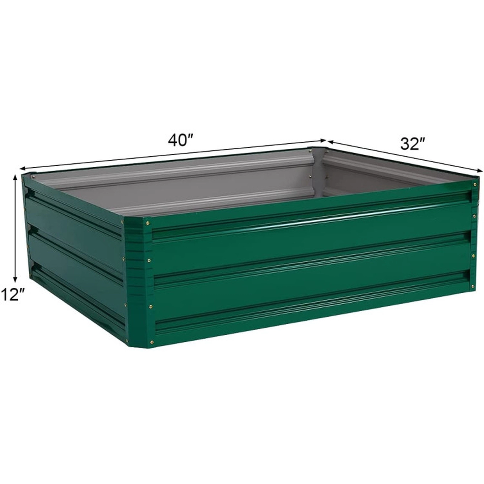 SUGIFT 40-in x 32-in Dark Green Anti-Rust Coated Steel Raised Garden Bed with 12-in Planting Depth