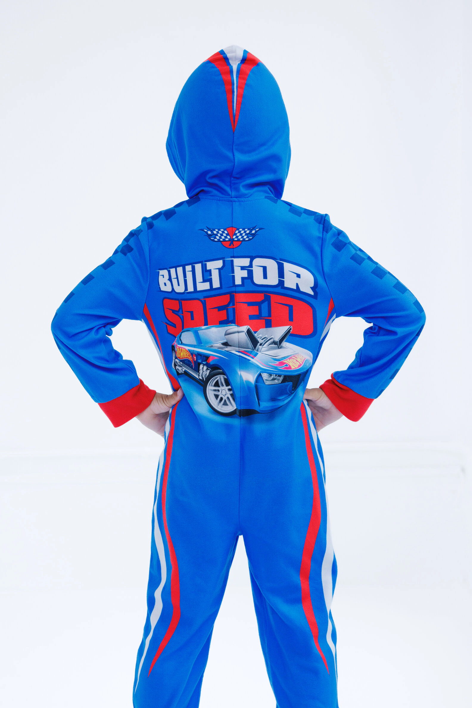 Hot Wheels Boys' Racing Fleece Hooded One Piece Pajama