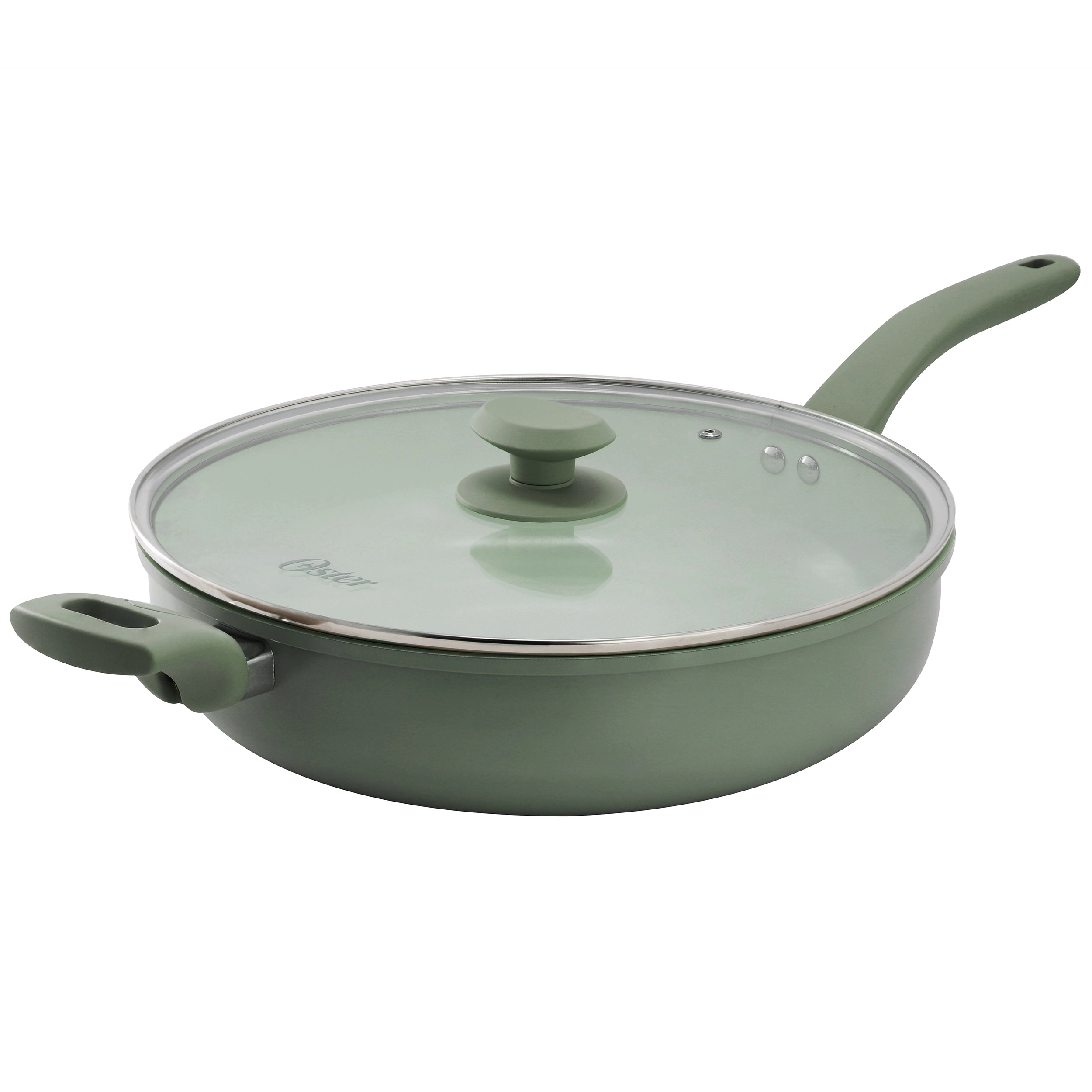 Oster Sutterville Choice 5 Quart Ceramic Nonstick Saute Pan with Lid in Evergreen