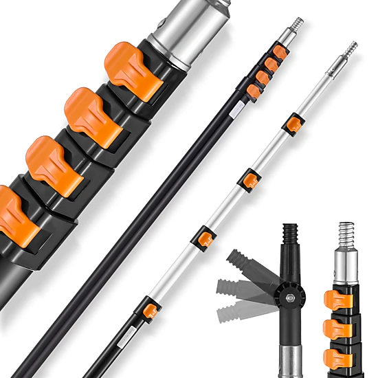 HONGGE Telescoping Pole to Pole Extension Multi-Purpose Pole Sturdy Aluminum Alloy Paint Extendable Pole with Flip-Lock