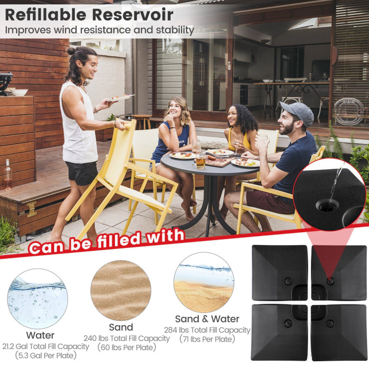 Hivvago 4-Piece 20L Offset Patio Umbrella Base