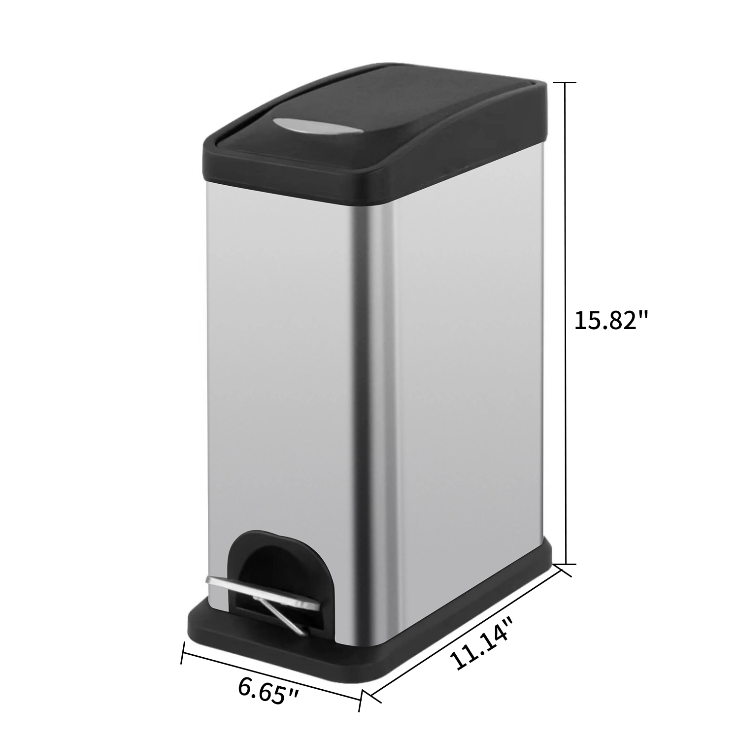 Innovaze Slim Stainless Steel Trash Can, 2.1 Gallon / 8L Step Waste Basket and Wall-Mounted Bag Holder Set