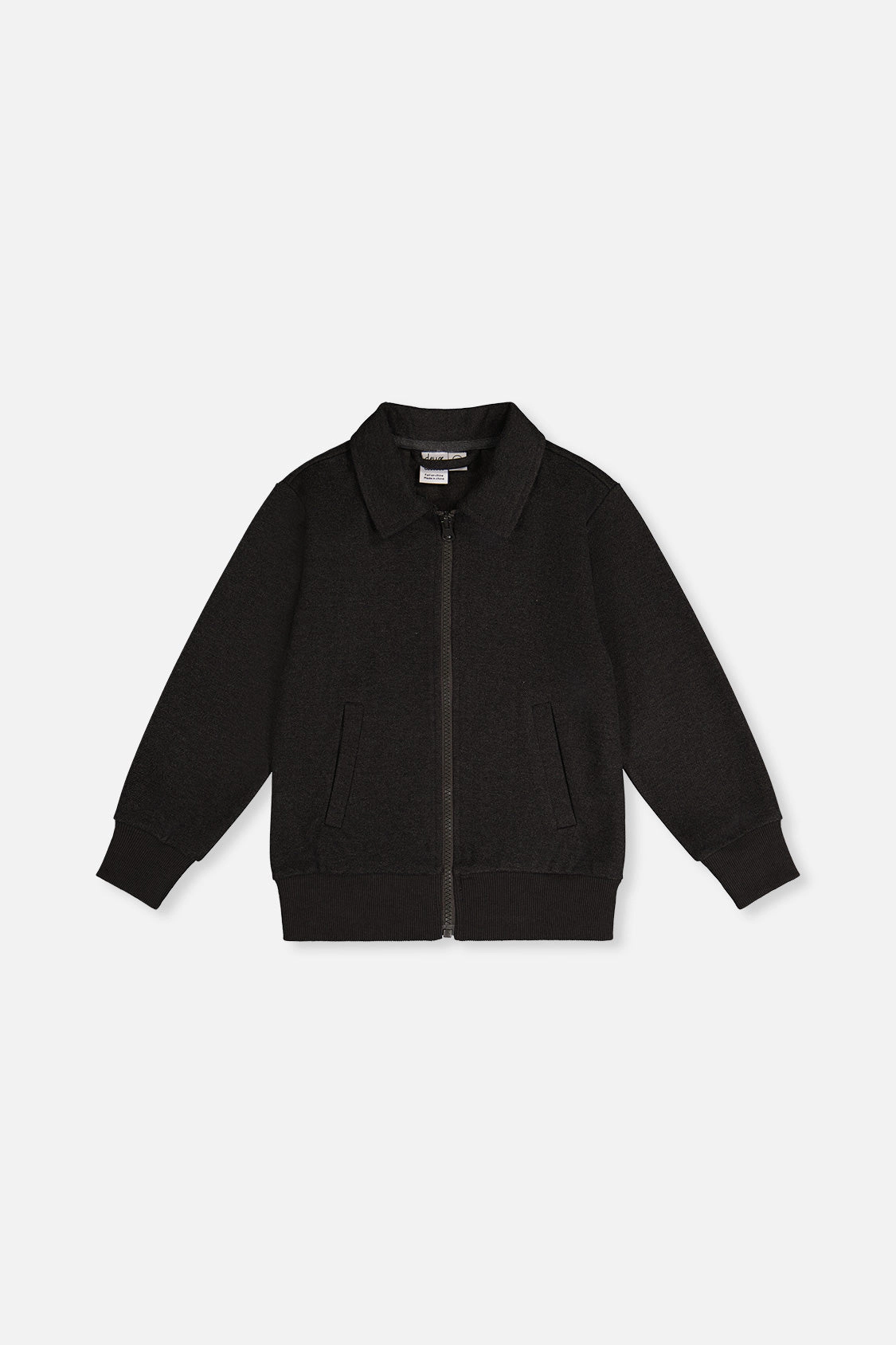 Deux par Boys Ribbed Trim Front Zip Stretch Twill Jacket