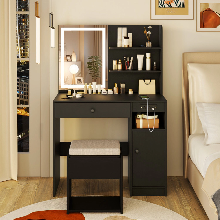 Hivvago Vanity Desk With Mirror And Lights