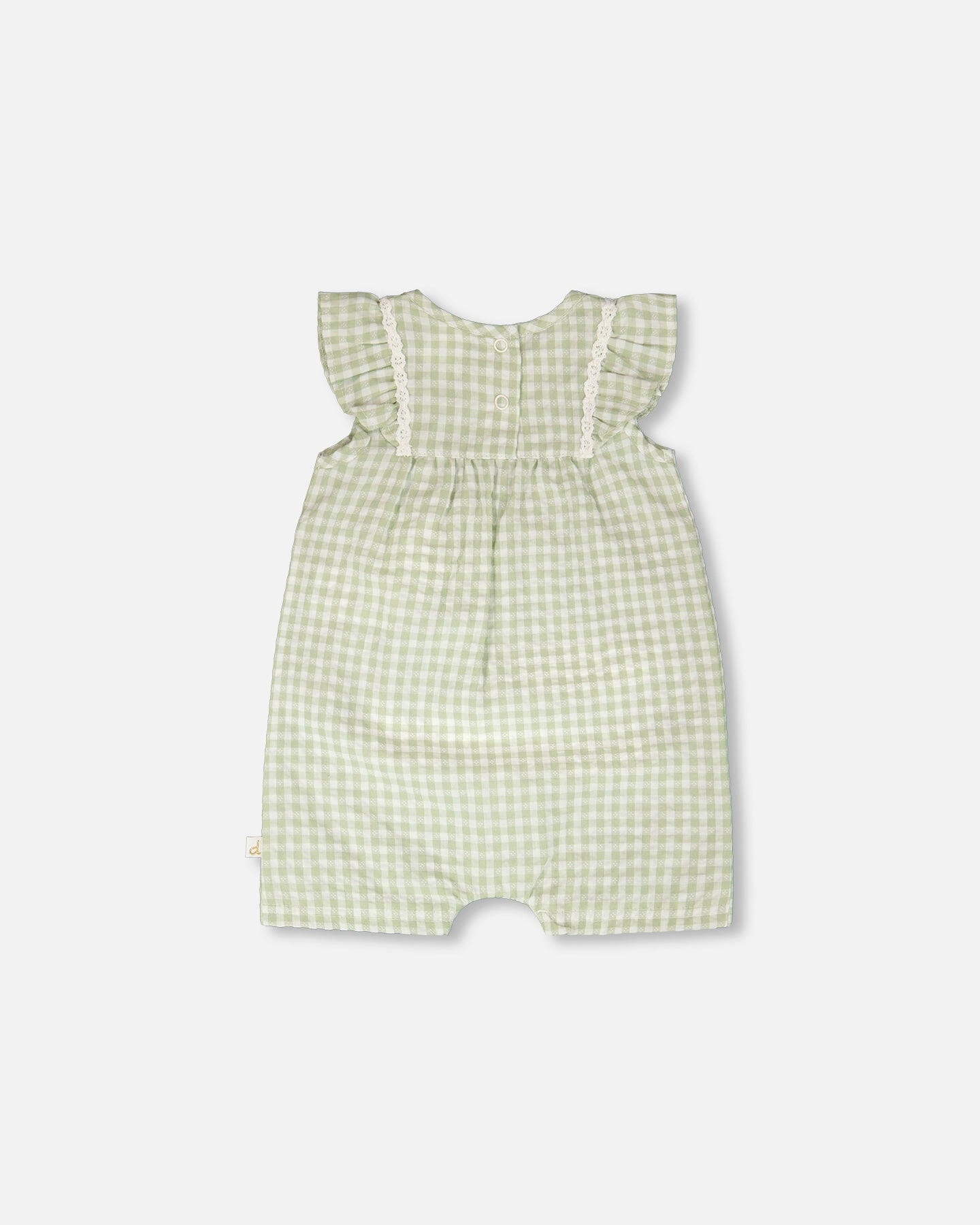 Deux par Girls Ruffled Romper Gingham