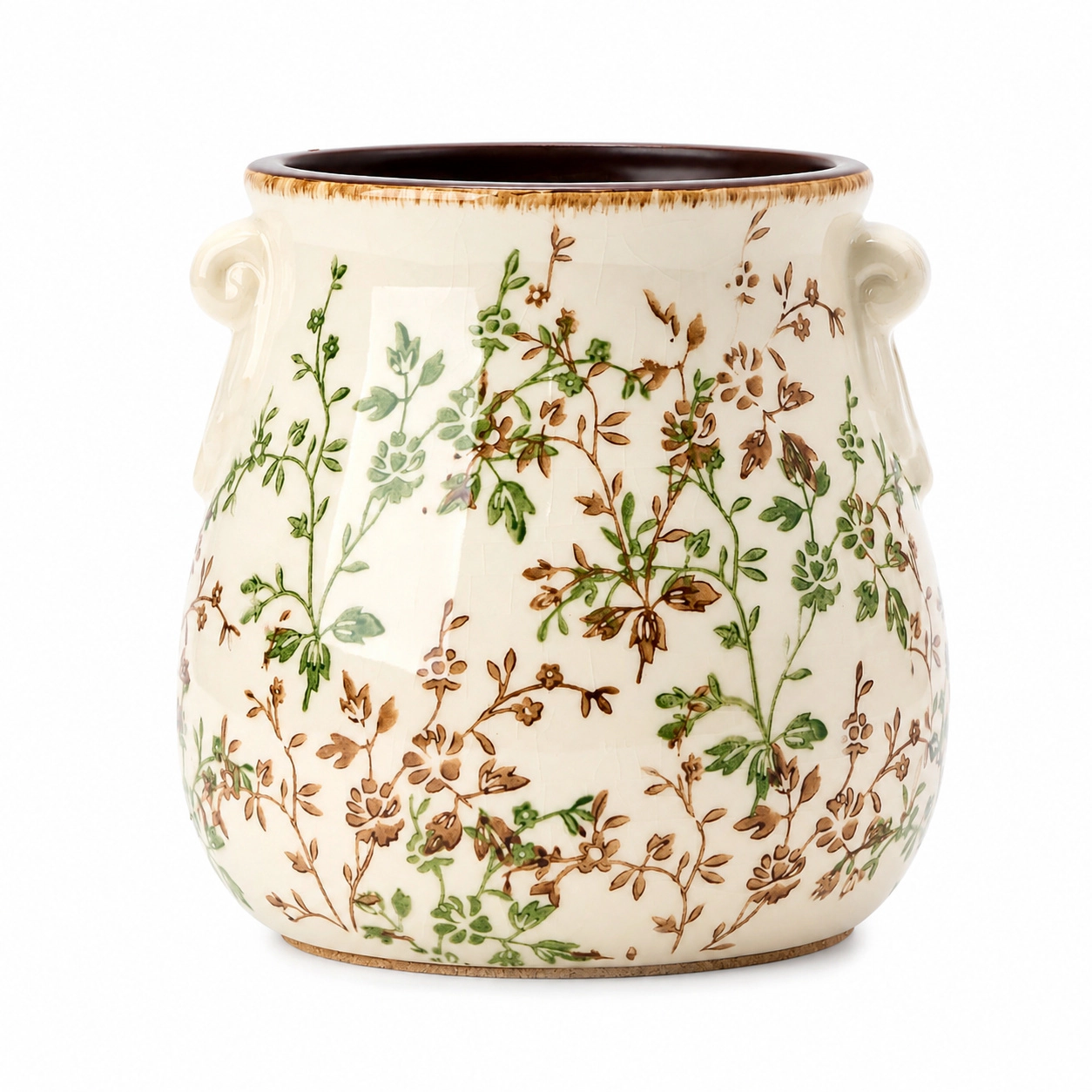 WZK Modern Farmhouse Ceramic Rustic Floral Kitchen Utensil Holder
