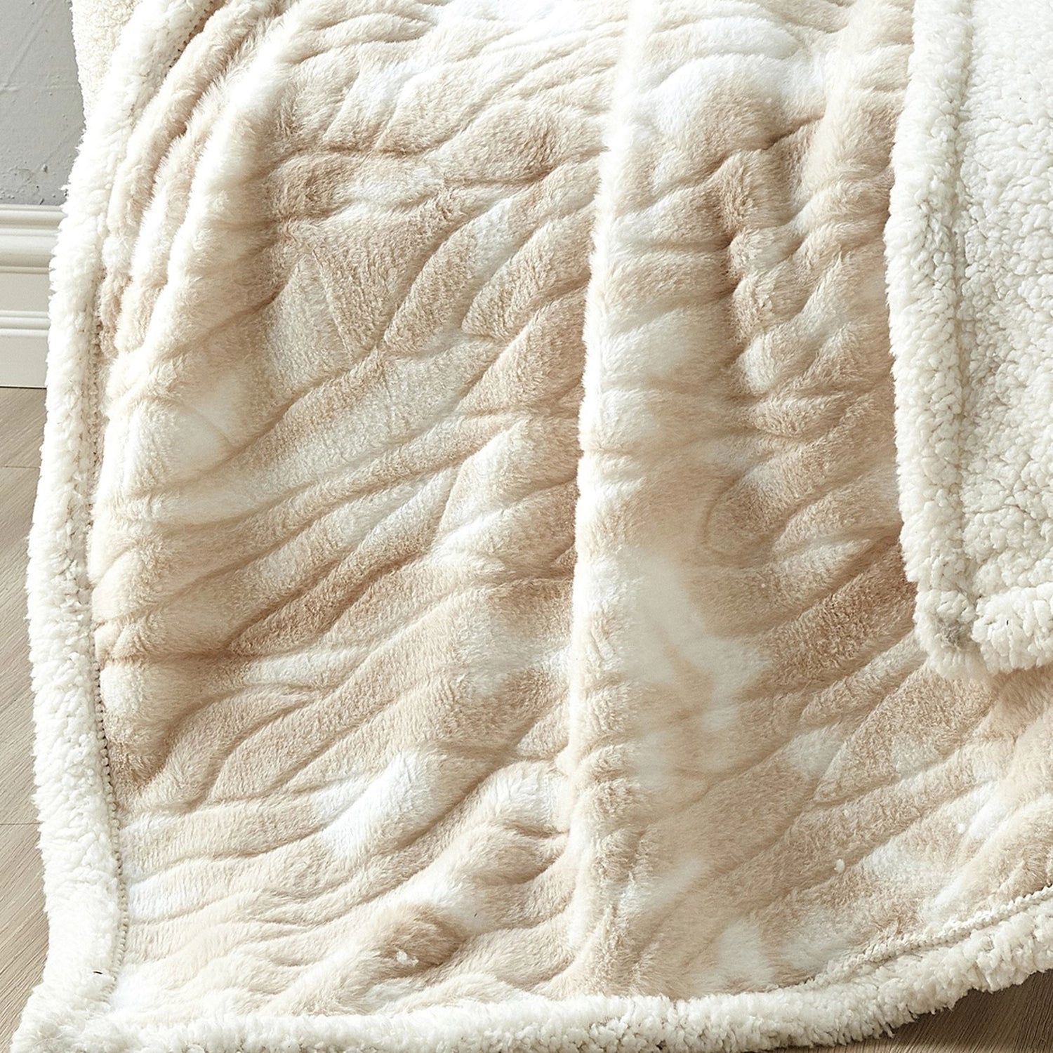 Plazatex Alaska Sherpa Decorative Super Soft Throw Blanket for Sleep/Decor 2 Pack 50" x 60" Beige