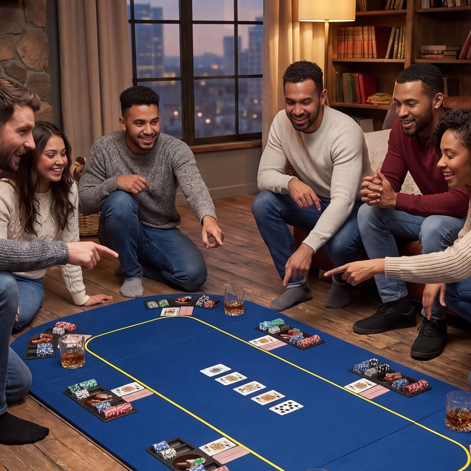 SUGIFT 79-in x 36-in 8-Player Foldable Poker Table Top with Cup Holders and Chip Trays with Carry Bag Blue Green