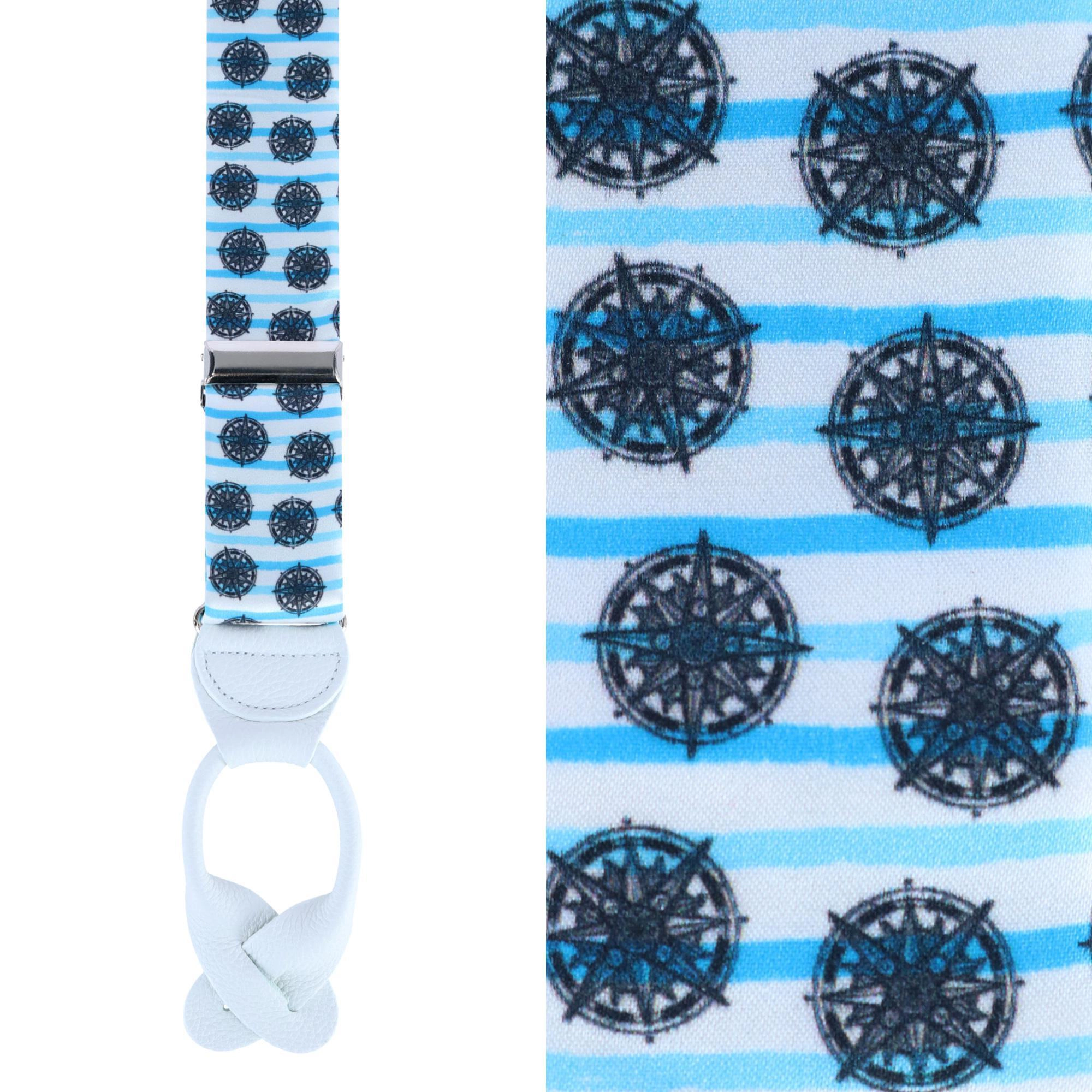 Trafalgar Men's Find Your Way Compass Theme Silk Button End Suspenders