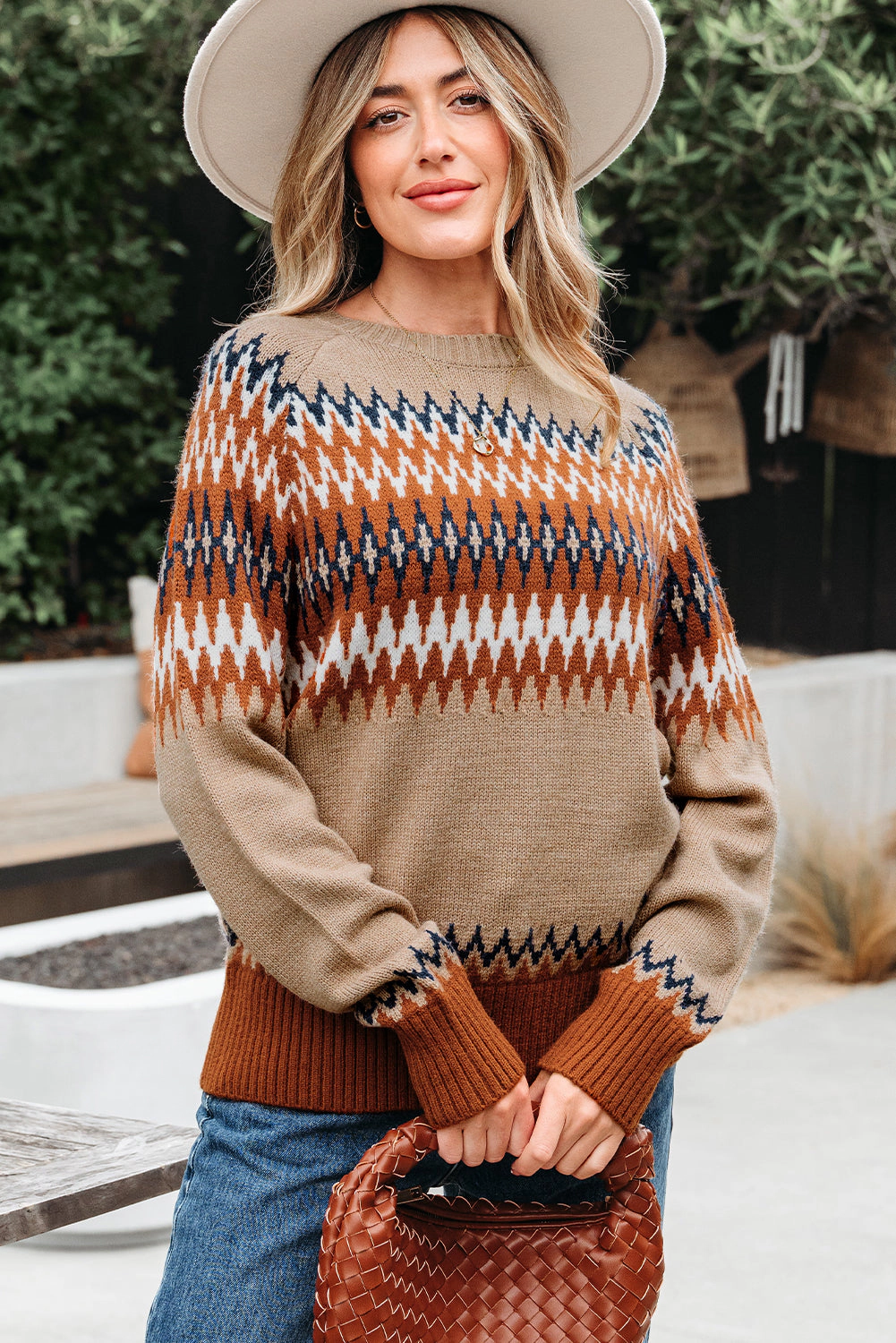 Threaded Pear Women's Eva Aztec Crew Neck Sweater