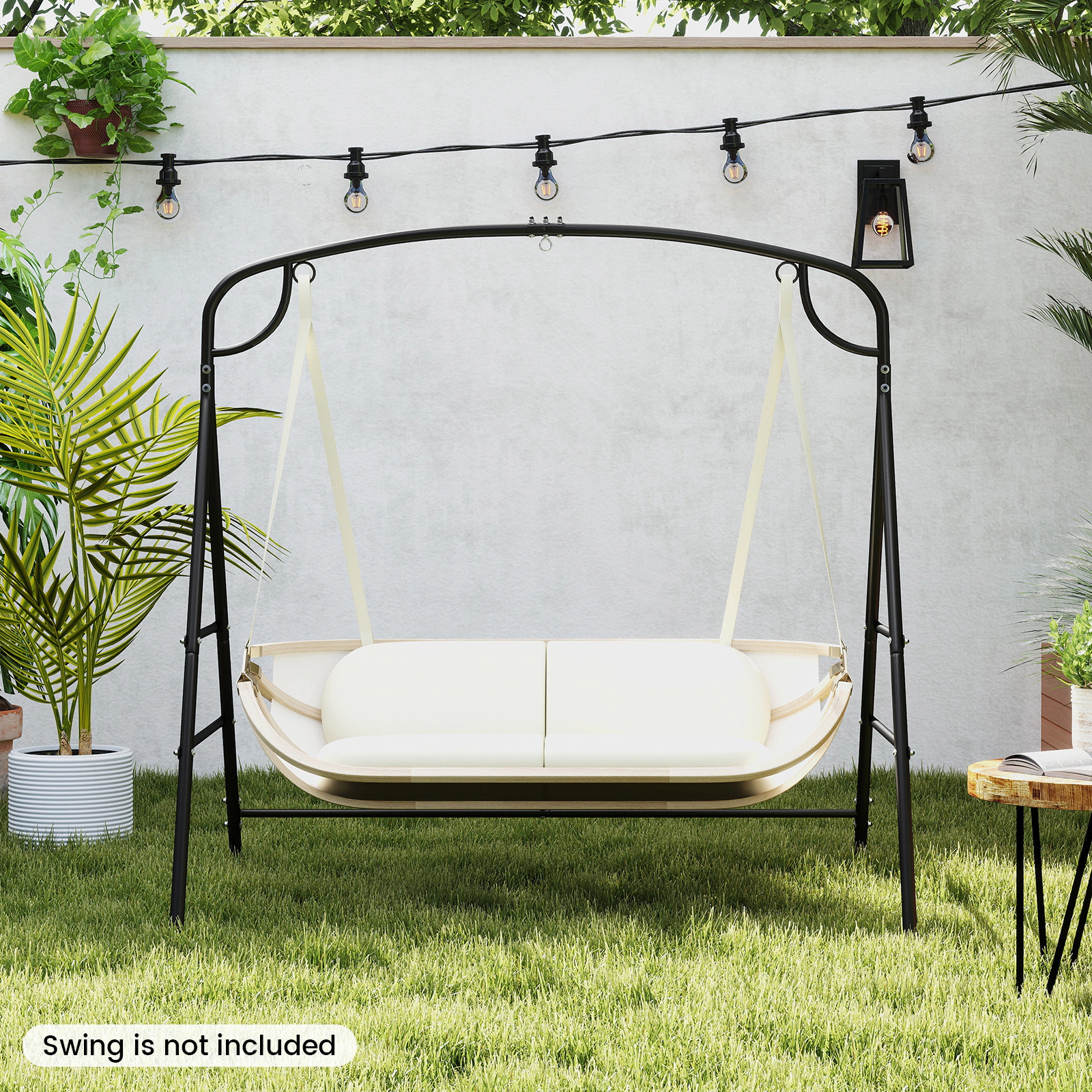 LJG Outdoor Metal Swing Stand with 4 Support Bars and 2 Hanging Ways