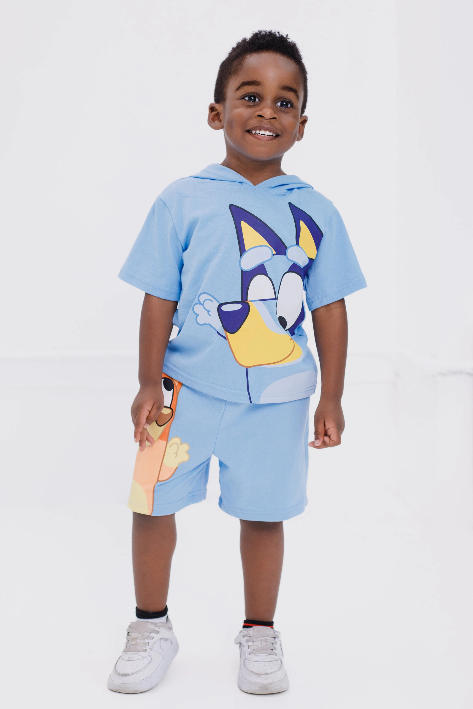 Bluey Boys' 2-Piece Hooded Tee and Shorts Set