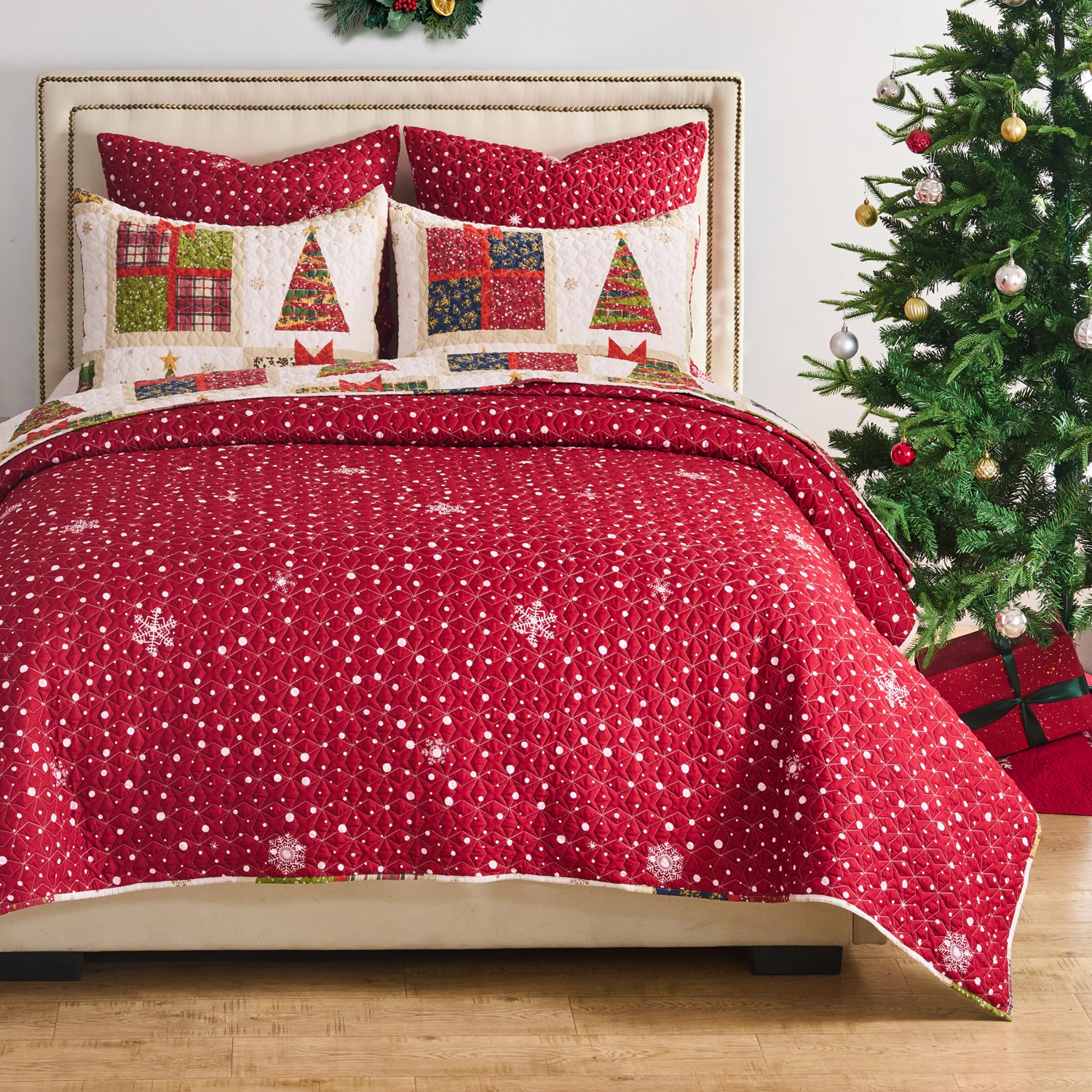 Greenland Home Fashion Deck 100% Cotton & Microfiber Back Polyester Fill Halls Quilt Set 2 Piece
