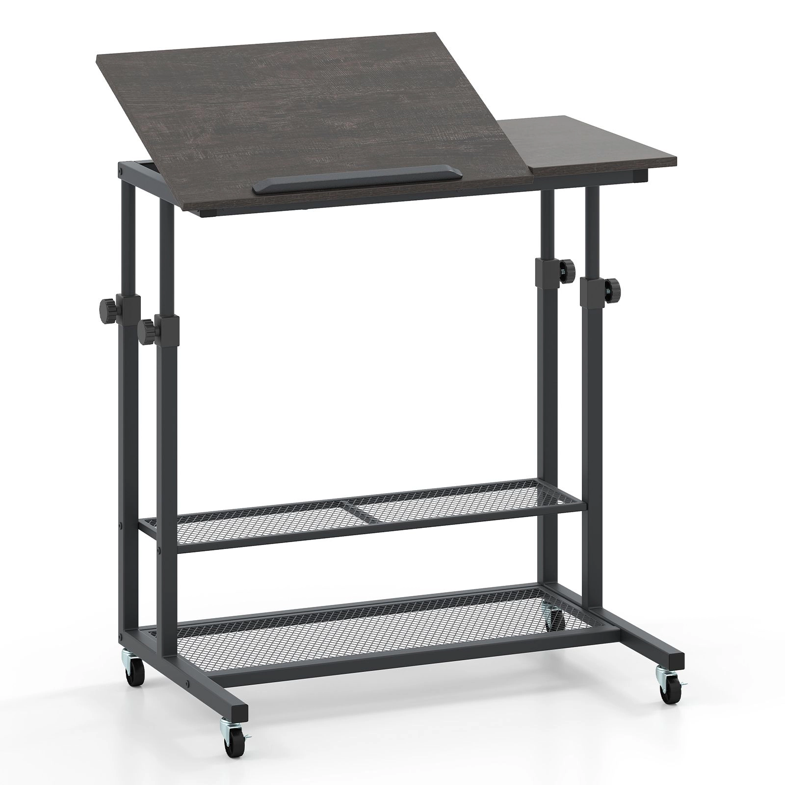 SlickBlue Adjustable Computer Desk Cart with Wheels and Tilt Work Surface