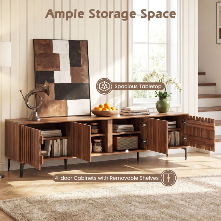 Hivvago Mid Century Modern Entertainment Center With 4 Storage Cabinets For Living Room
