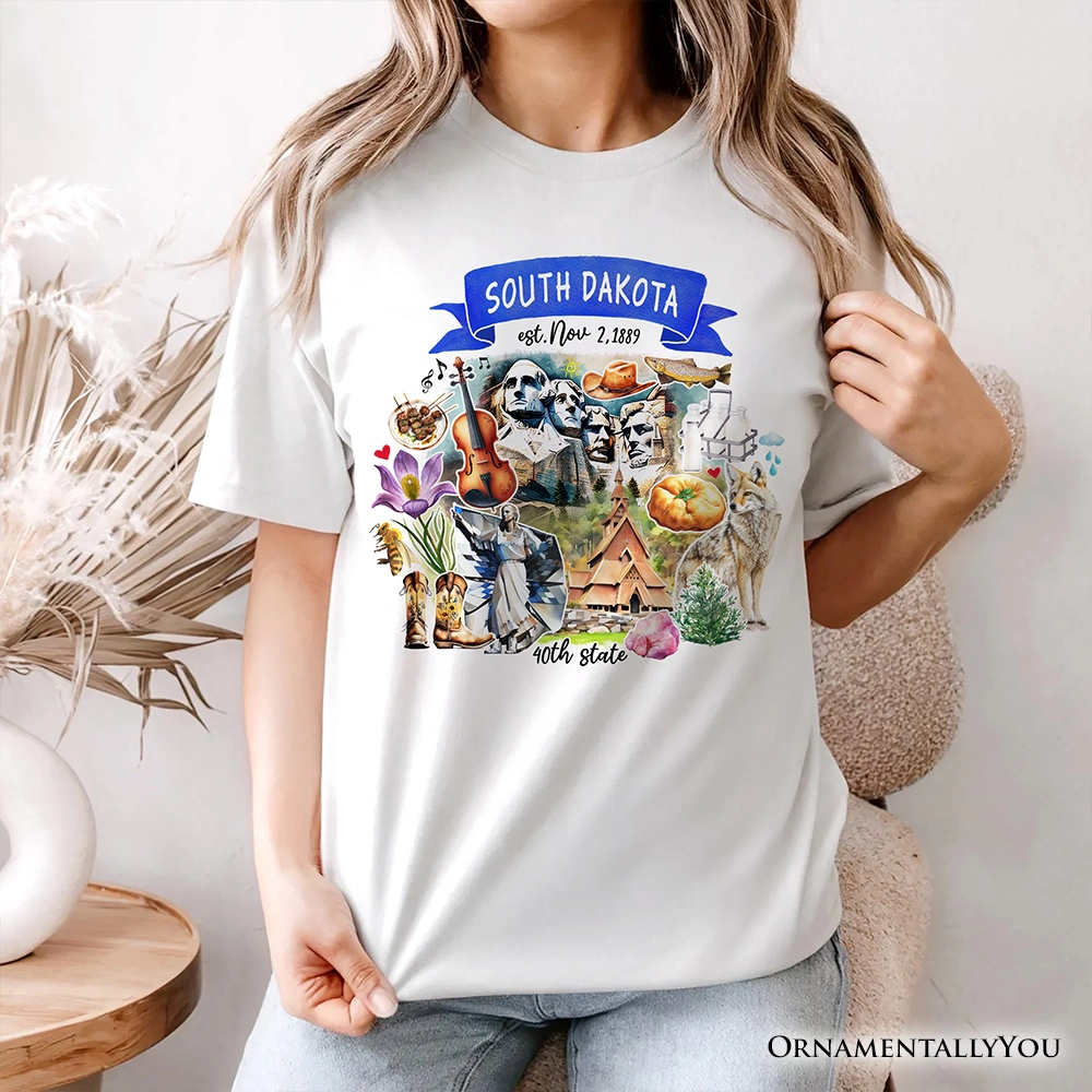 OrnamentallyYou Unisex Artistic South Dakota State Themes And Landmarks T-Shirt