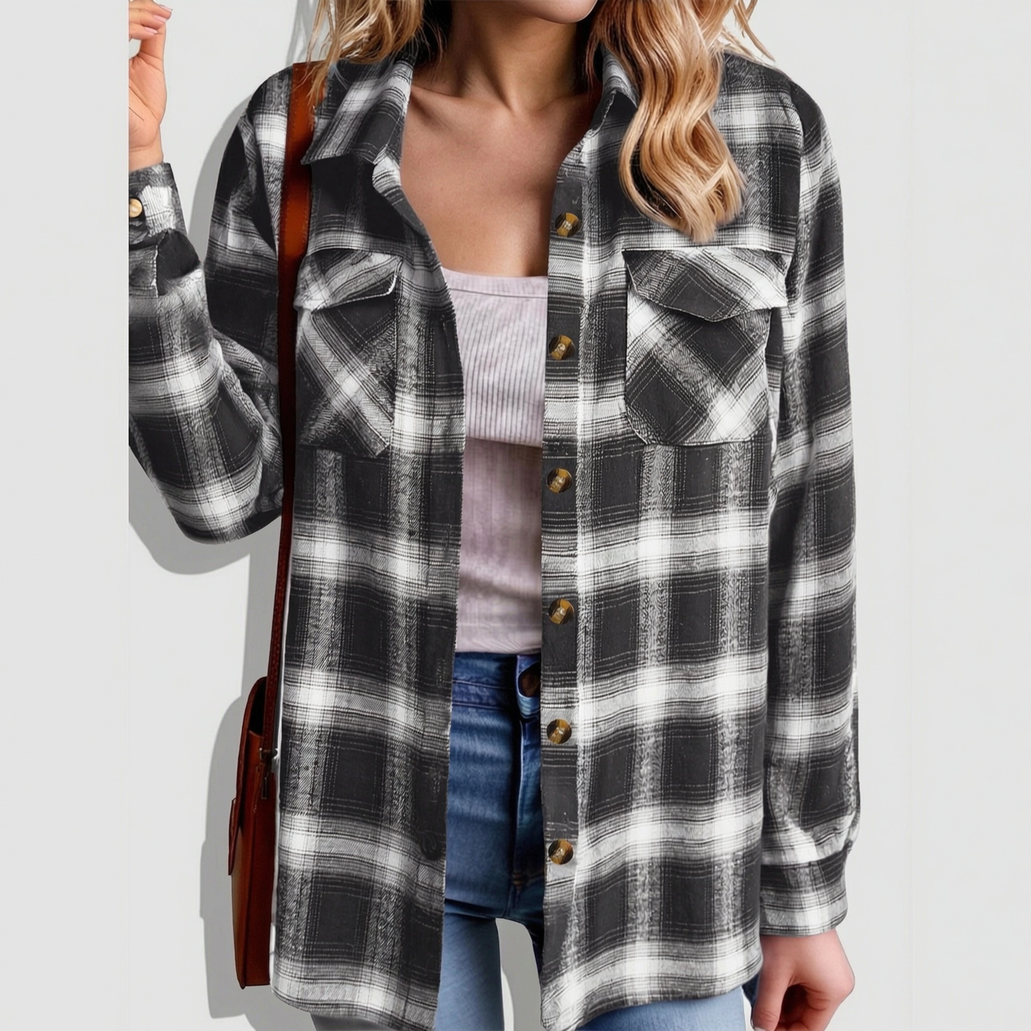 Zeagoo Women's Oversized Flannel Plaid Button Up Blouses Long Sleeve Western Fall Tops