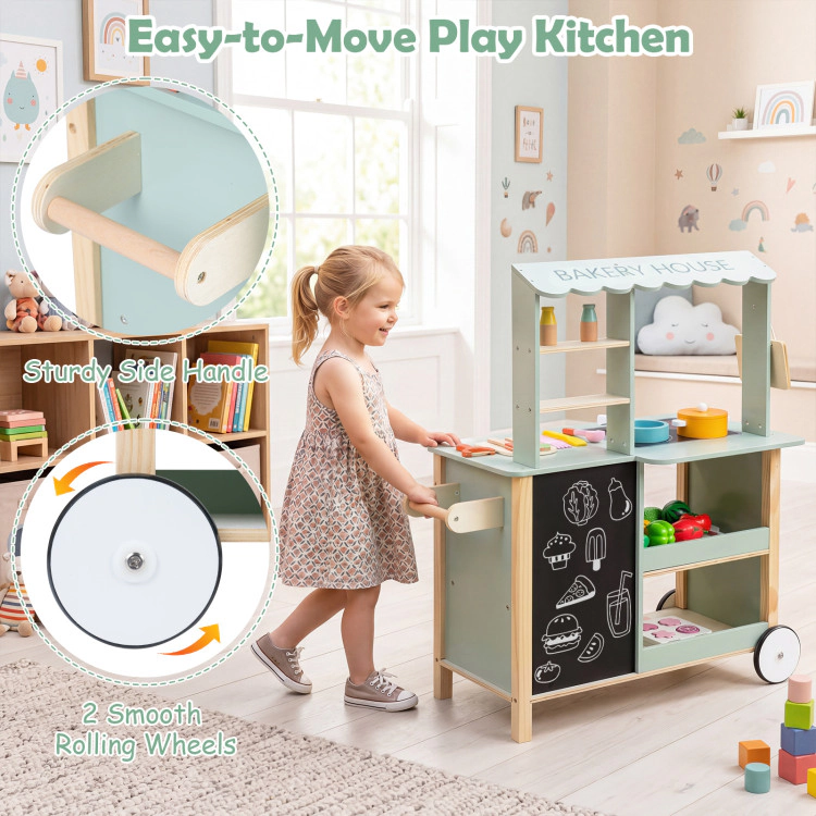 Hivvago Wooden Kitchen Playset With Cookware Accessories For Kids