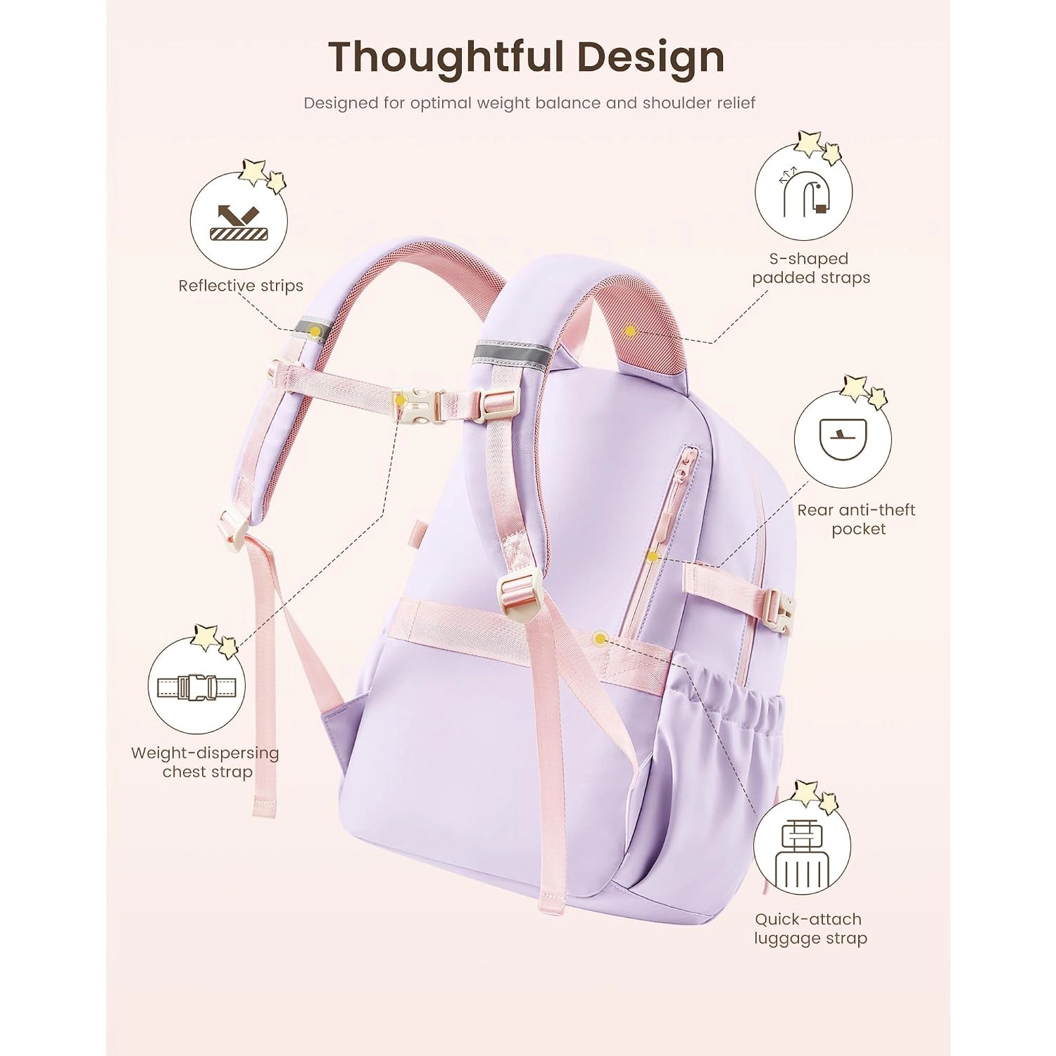 ASSTD NATIONAL School Bag for Girls Aged 8-14