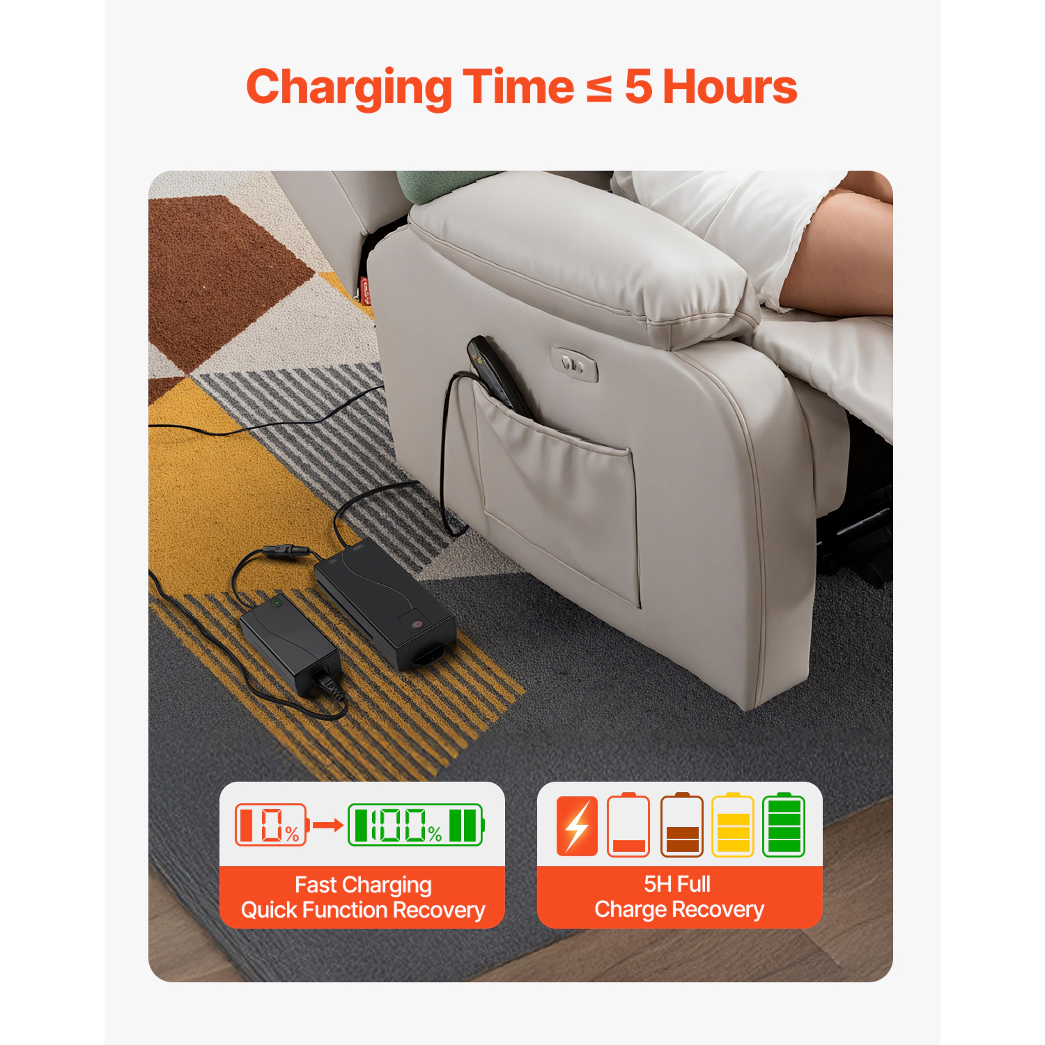 HONGGE Battery Pack for Reclining Furniture with Adapter