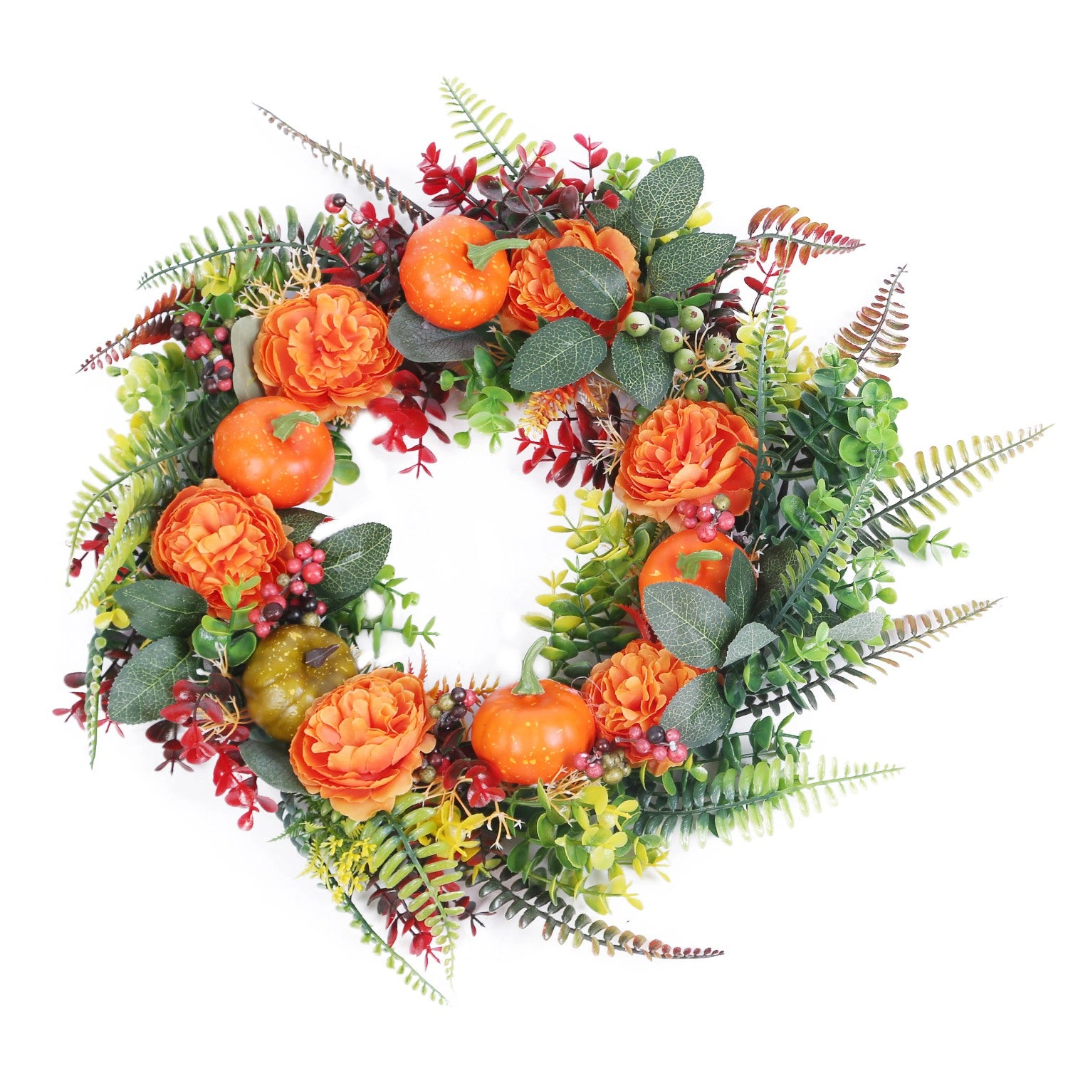 GBruno 17.71 In Autumn Wreath With Pumpkin And Leaves