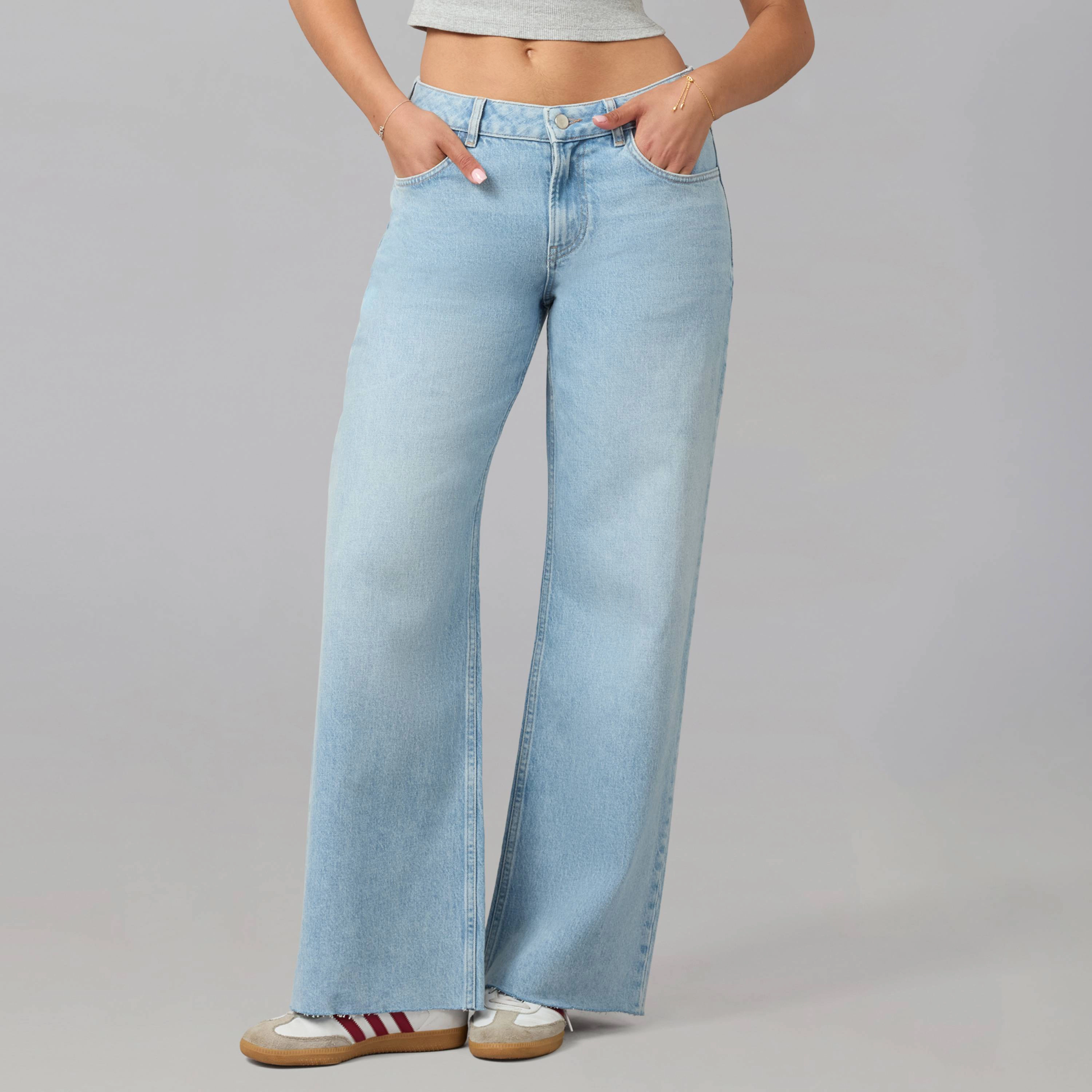 Lola Denim Womens Colette High Rise Wide Leg Jeans