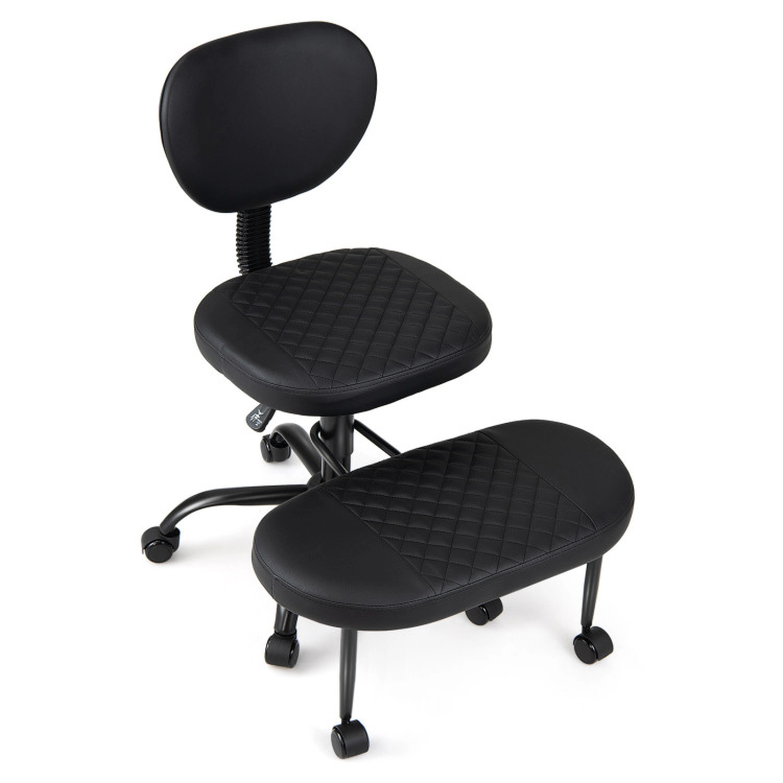 SUGIFT 360-Degree Rotatable Footrest Cross Legged Office Chair 34.5-in x 25-in x 31-in 19-in Seat Height Black