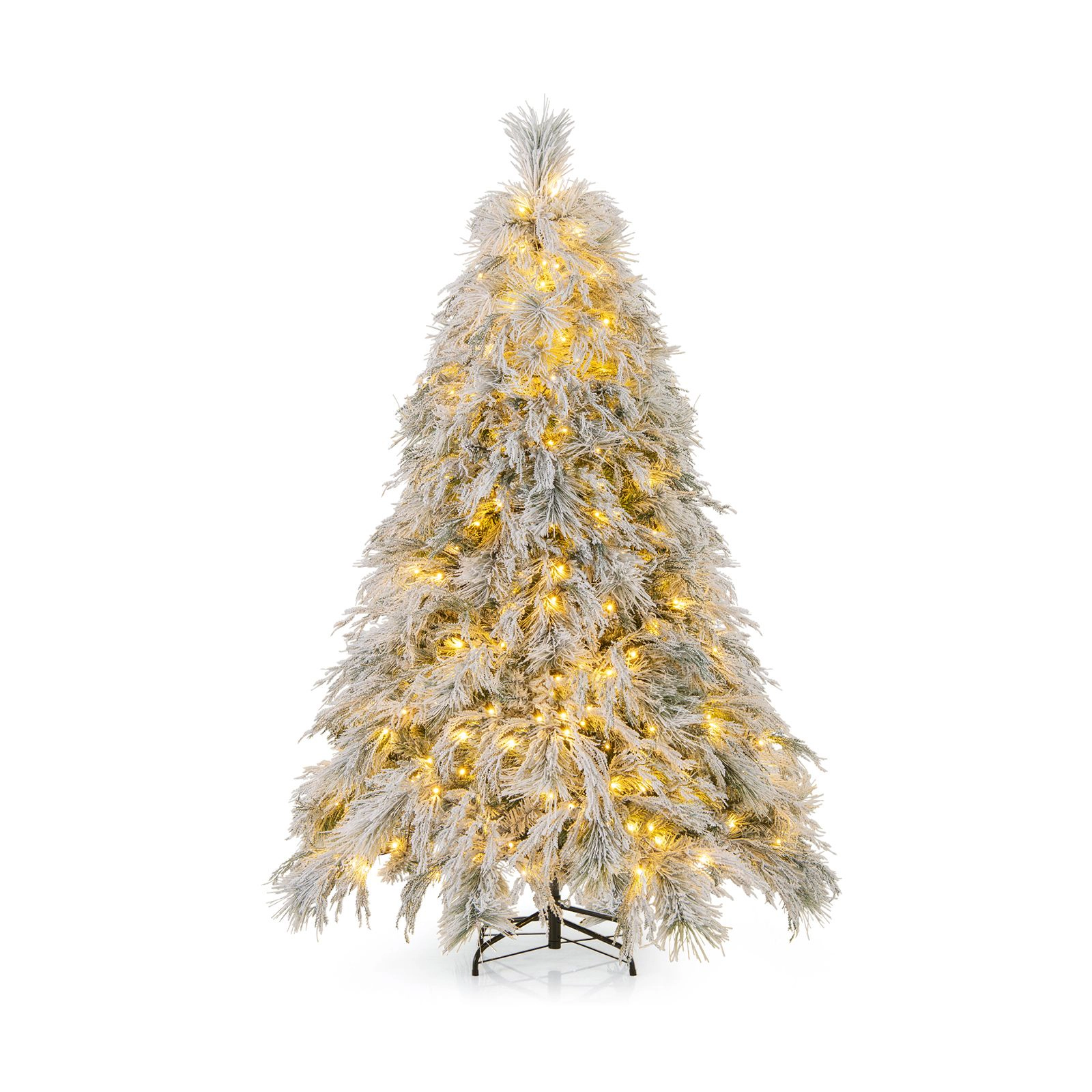 SlickBlue White Green Artificial Christmas Tree with Hinged Branches