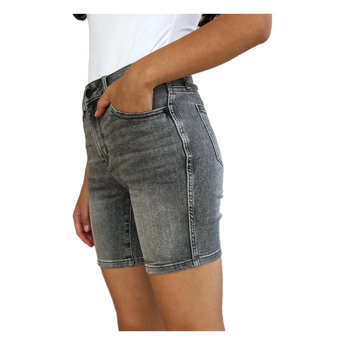Judy Blue Womens Full High Waist Washed Denim Shorts