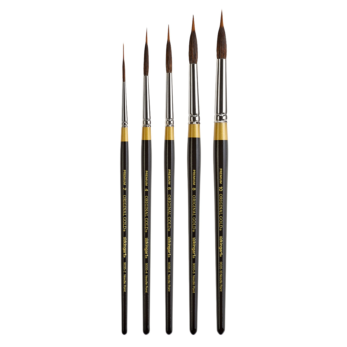 KINGART Original Gold 9035 Round Needle Point Brush Set - 5 pcs