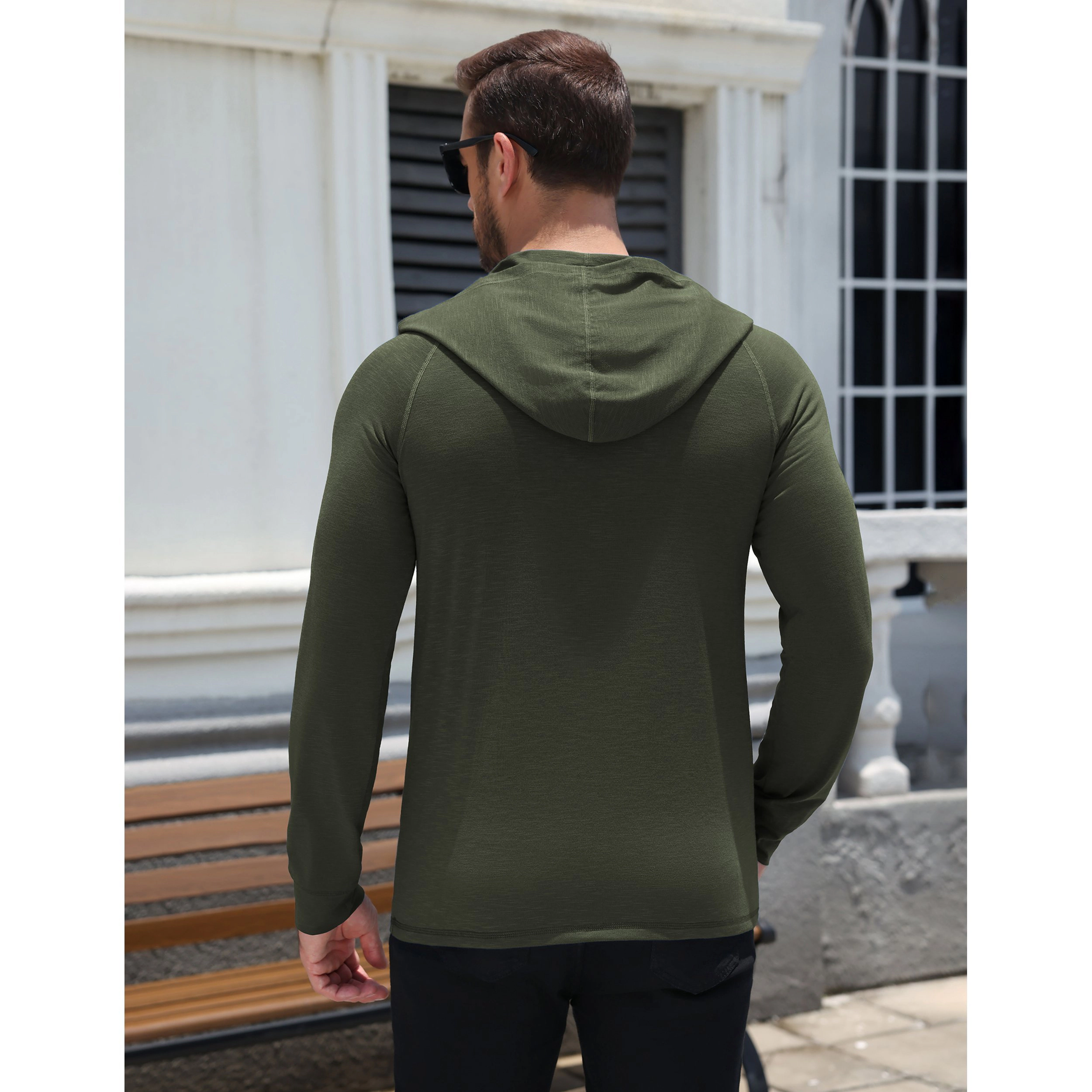 COOFANDY Men's Regular Fit Long Sleeve Henley Hooded Pullover Hoodie
