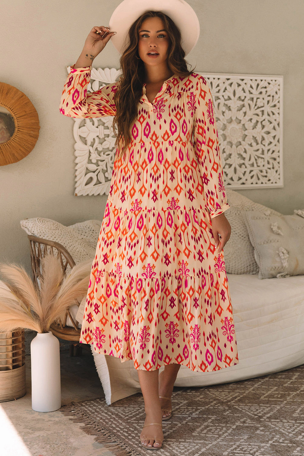 Threaded Pear Women's Marjorie Geometric Printed Maxi Dress