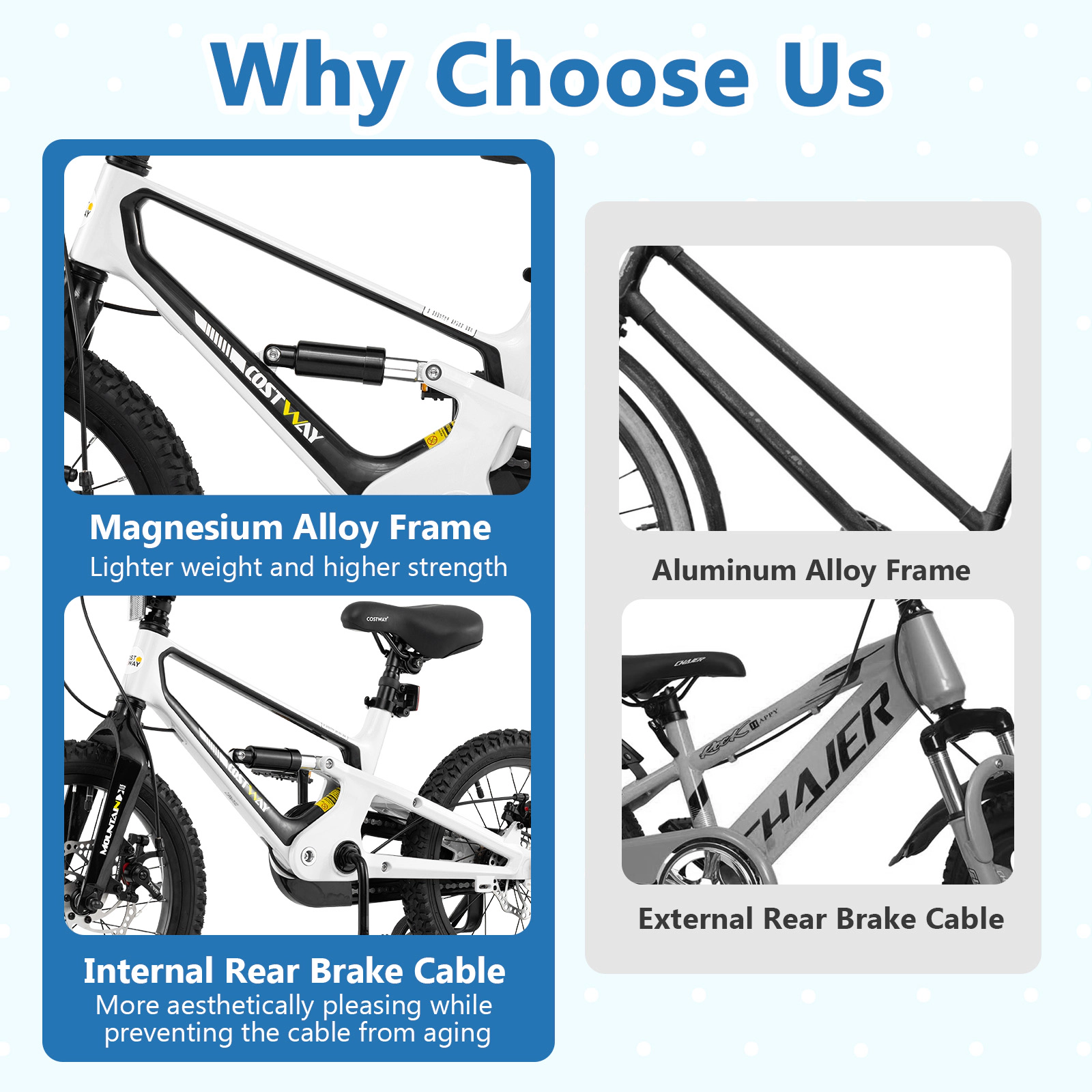 LJG 16 Inch Kids Bike Magnesium Alloy Bicycle Adjustable for Aged 4 to 7-16 Inches