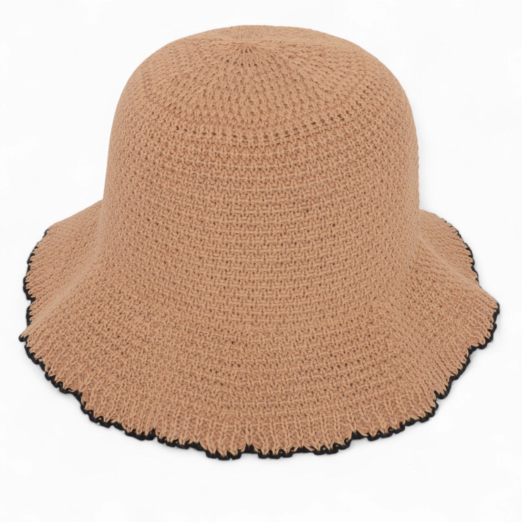 Anna-Kaci Women's Crochet Bucket Hat with Scalloped Edge Detail and Soft Lightweight Construction