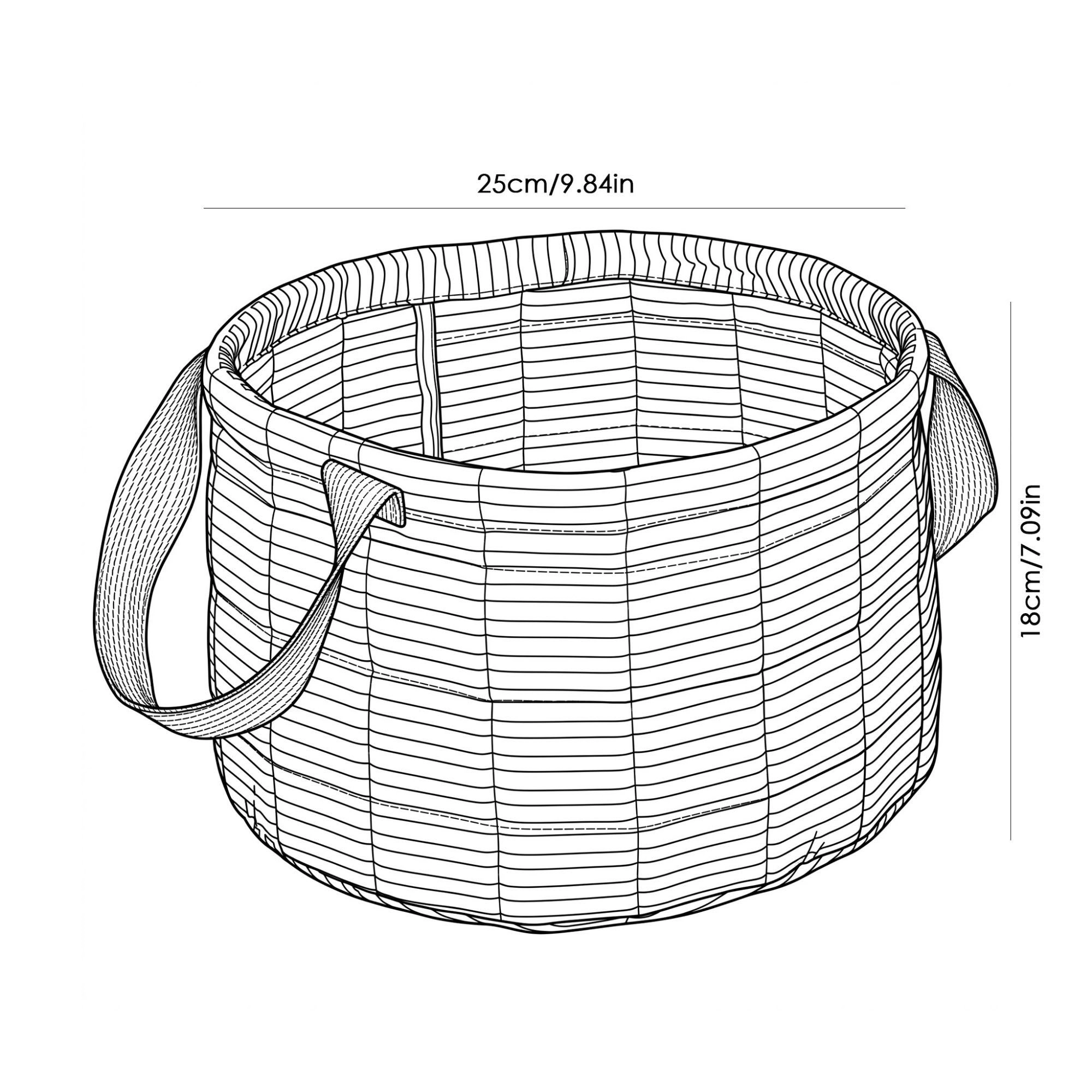 Alilang Unisex Quilted Striped Fabric Storage Basket with Carry Handles