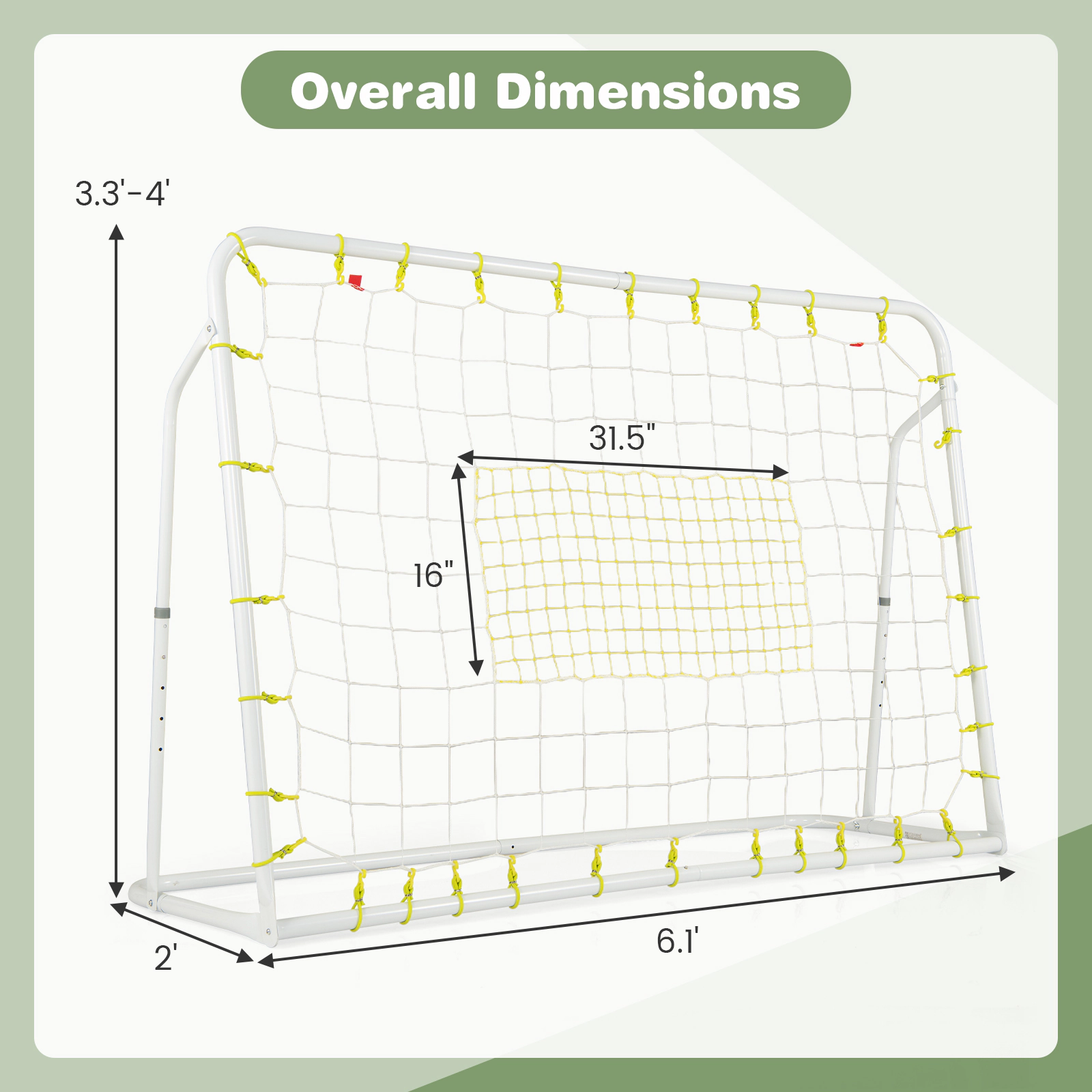 SUGIFT Kids White 2-in-1 Soccer Goal and Rebounder with 5 Adjustable Angles 6.1-ft W 2-ft D 4-ft H Ages 6+