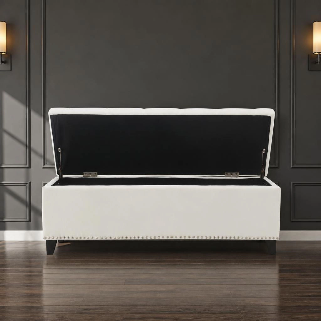 GOODSILO Long Rectangular Upholstered Ottoman Extra Seating