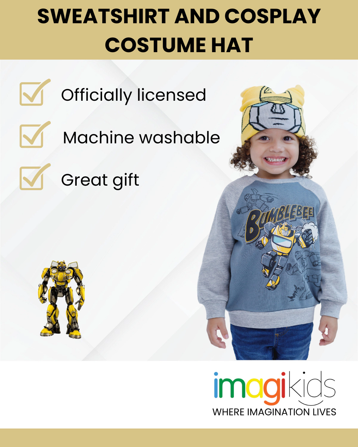 Transformers Bumblebee Boys' Fleece 2-Piece Sweatshirt and Hat Set