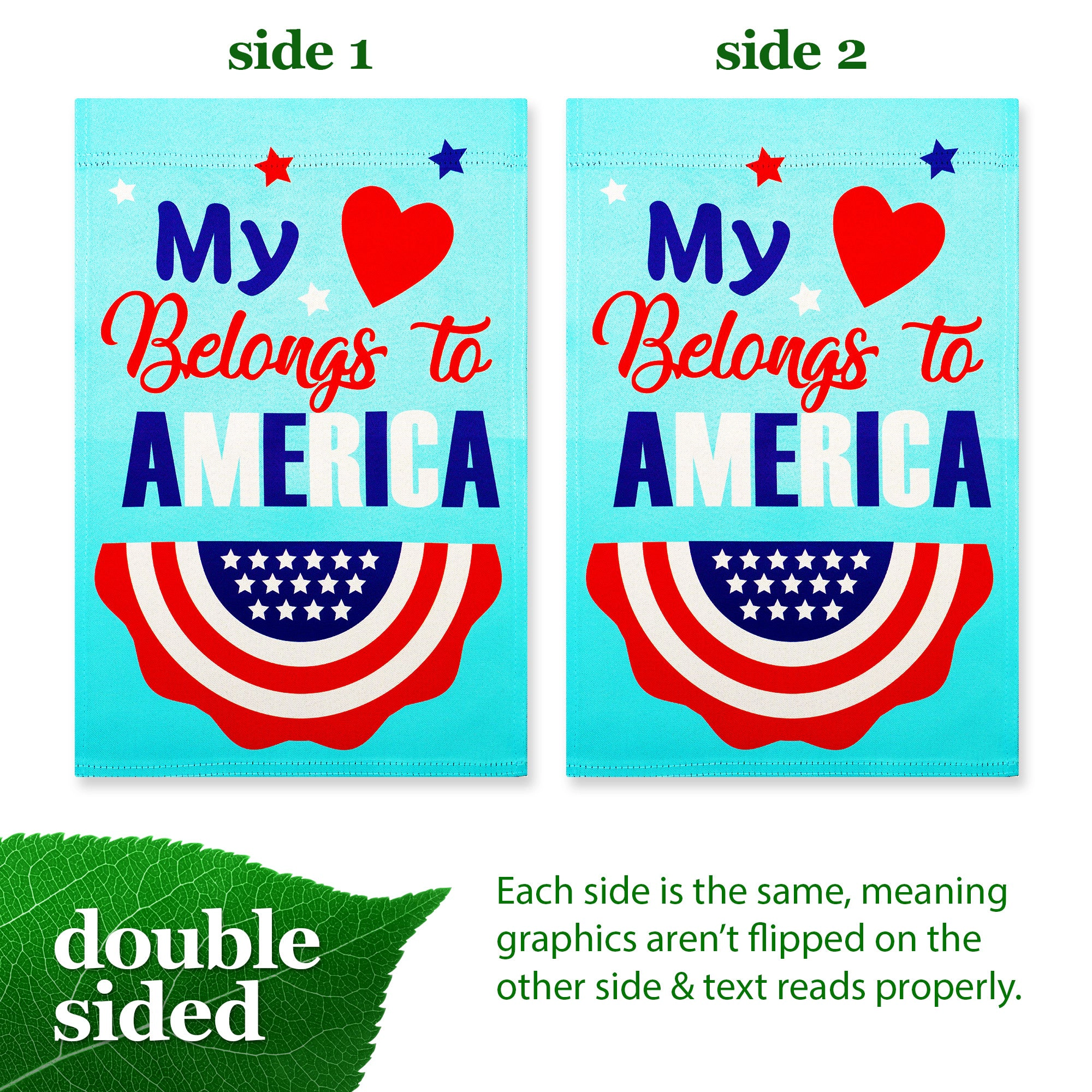 G128 Heart America Belongs 12x18 in Double-Sided Patriotic Garden Flag