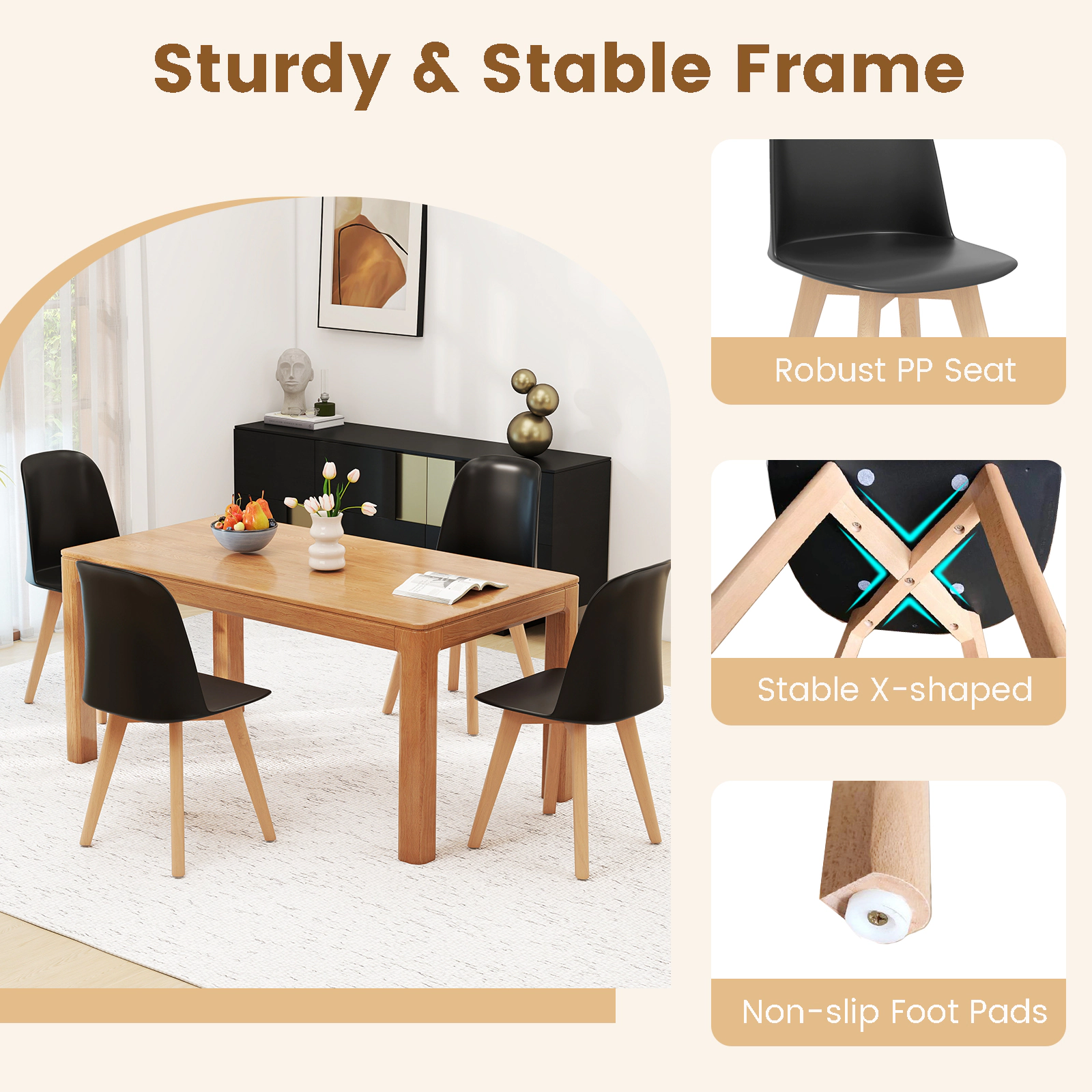SUGIFT Modern Solid Beech Wood Legs and Tilt Backrest 330-lb Set of 2 Dining Chairs
