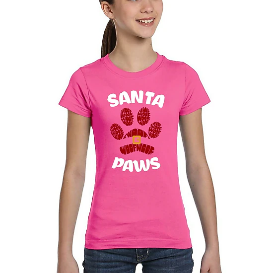 LA Pop Art Girls Word Art T-Shirt - Santa Paws