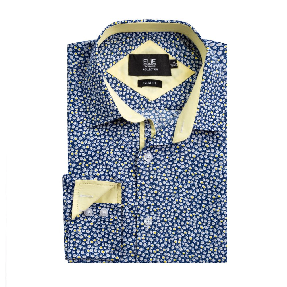 Elie Balleh Slim Fit Mens Floral Button-Down Shirt