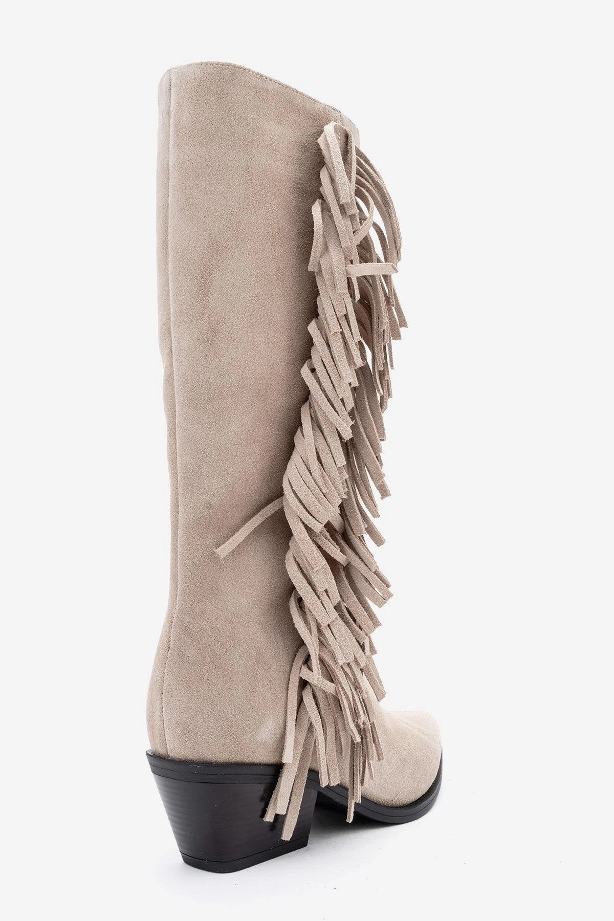 Forever & Always Womens Orlo Leather Fringed Western Boots
