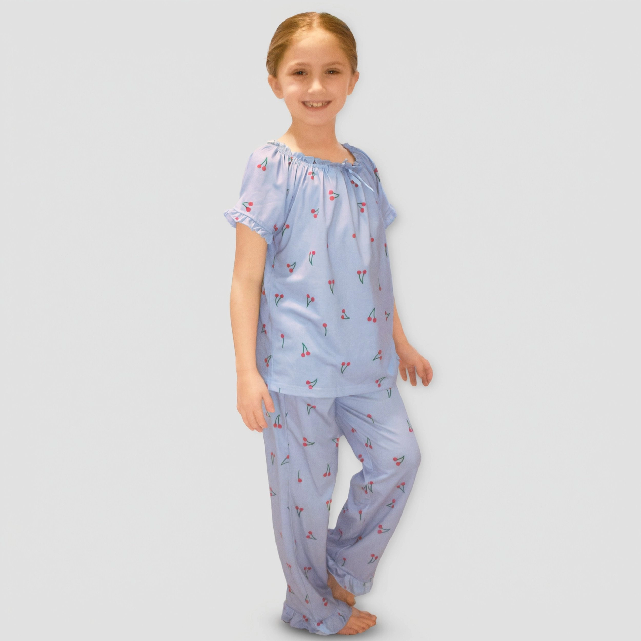 Arshiner Girls Pajamas Soft Piece Sets Ruffle Short Sleeve Long Pants Sleepwear