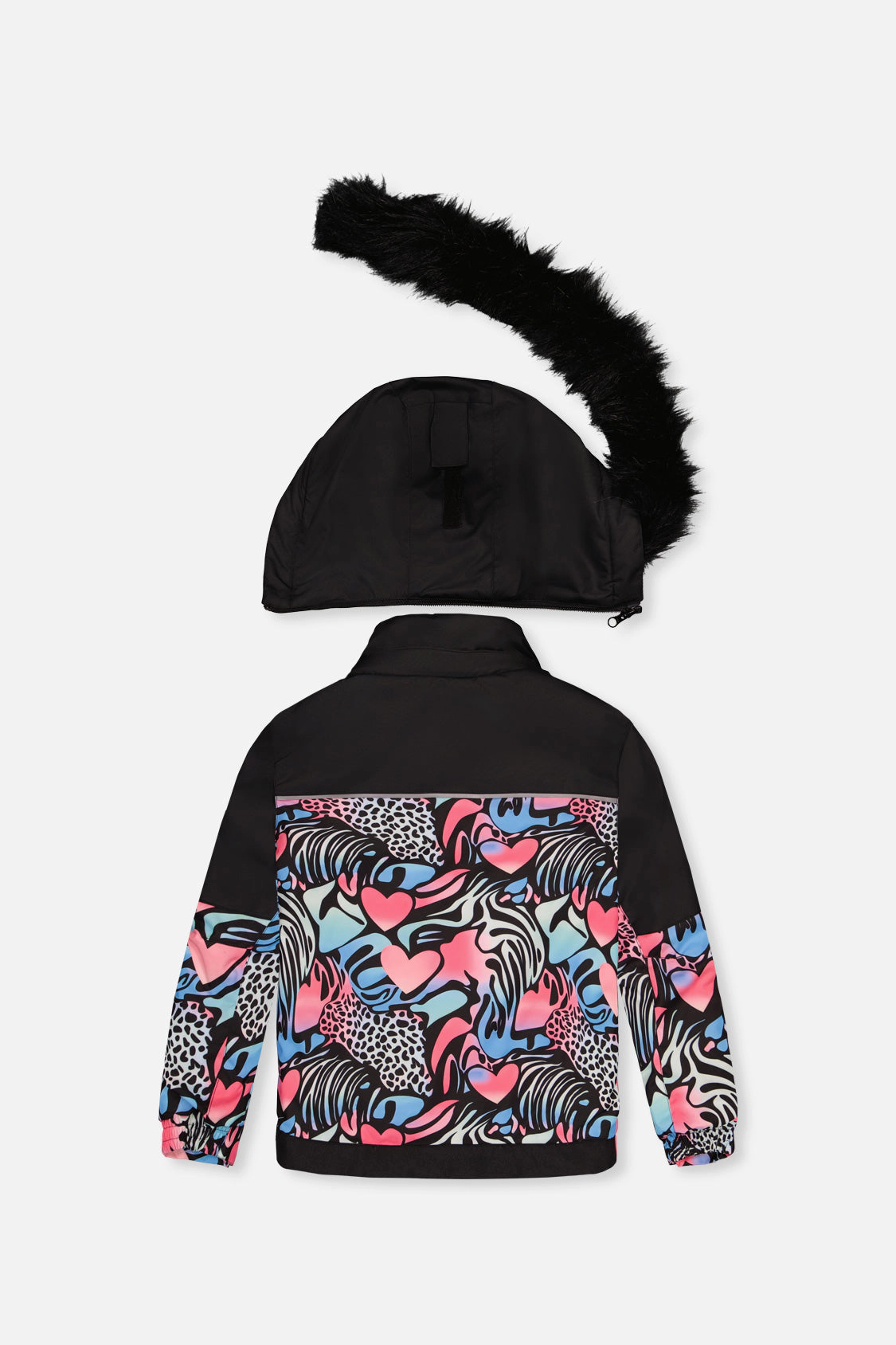 Deux par Girls Zebra Print Two Piece Play Snowsuit with Hooded Jacket and Snow Pants