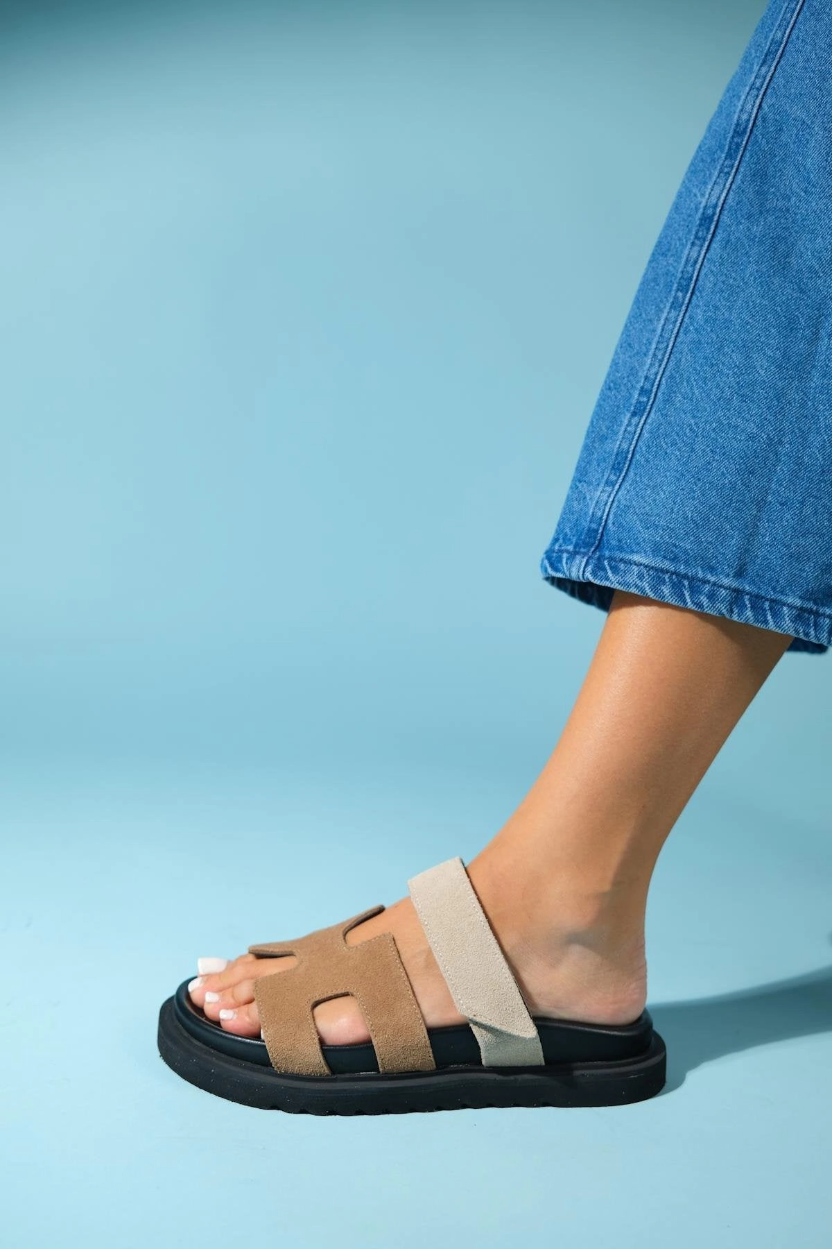 Forever & Always Womens Morte Leather Slide Sandals