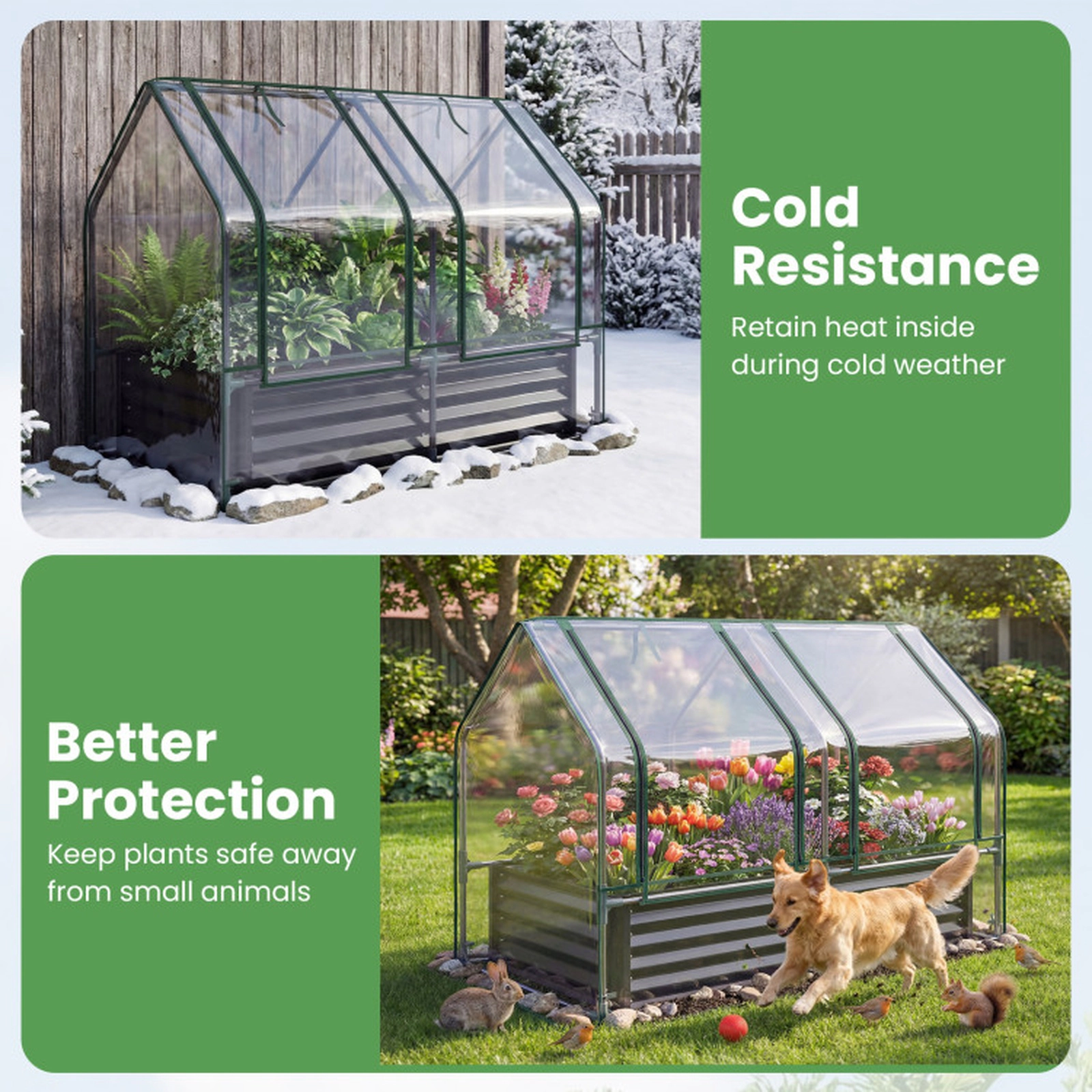 SUGIFT Black Small Galvanized Raised Garden Bed with PVC Greenhouse Cover 4-ft W 2-ft D 3-ft H 57-Gal Capacity