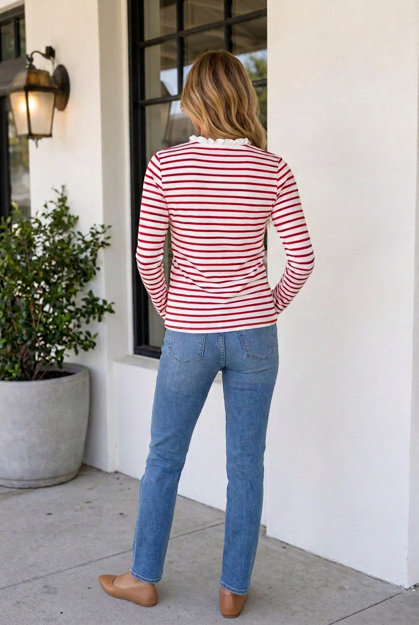 Threaded Pear Women's Zhavia Trim Half Long Sleeve Top